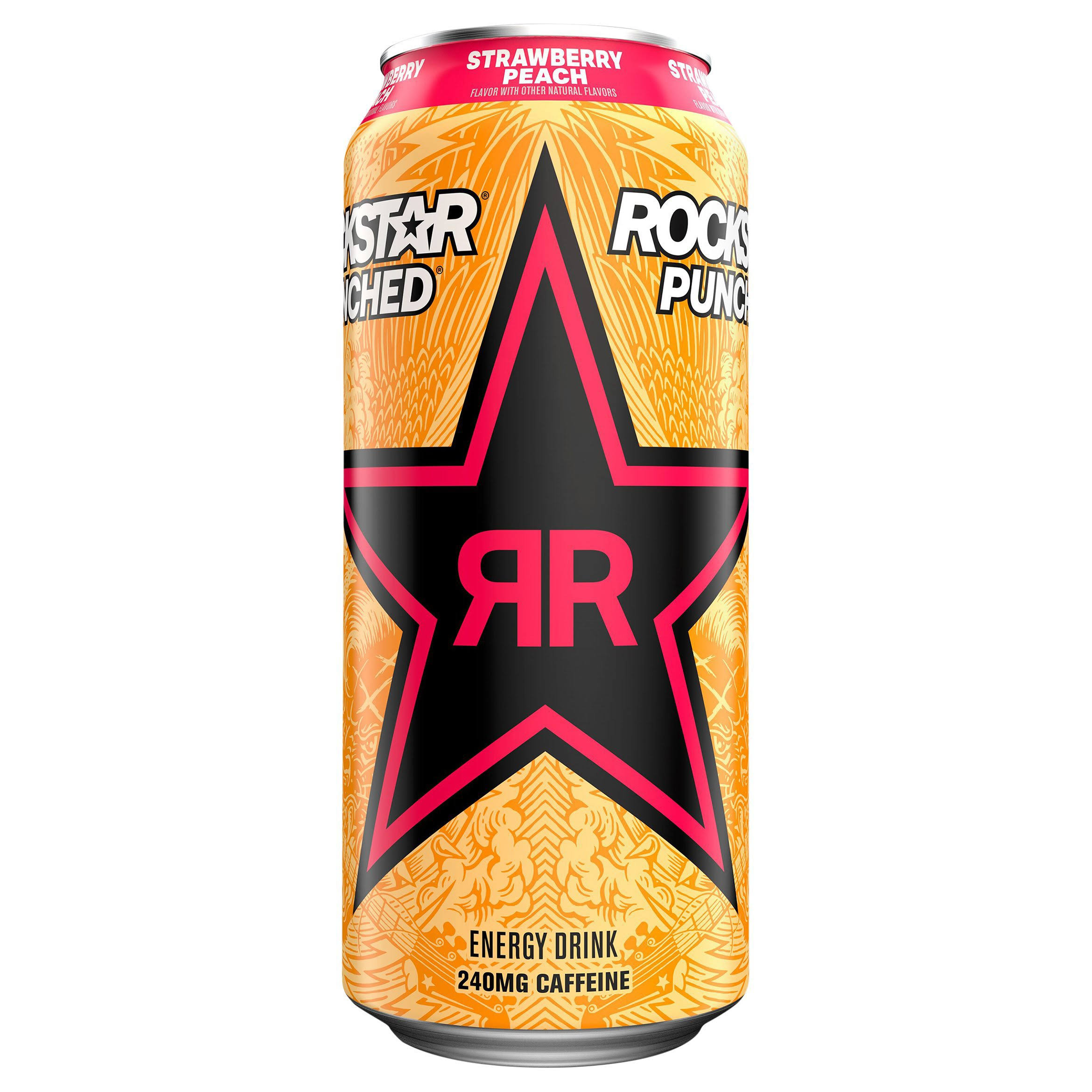 Rockstar Punched Strawberry Peach Energy Drink 16 fl oz