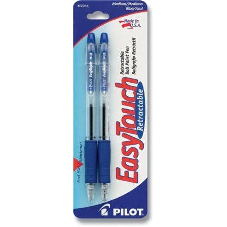 Pilot EasyTouch Retractable Ball Point Pens - Blue, 2 Pack