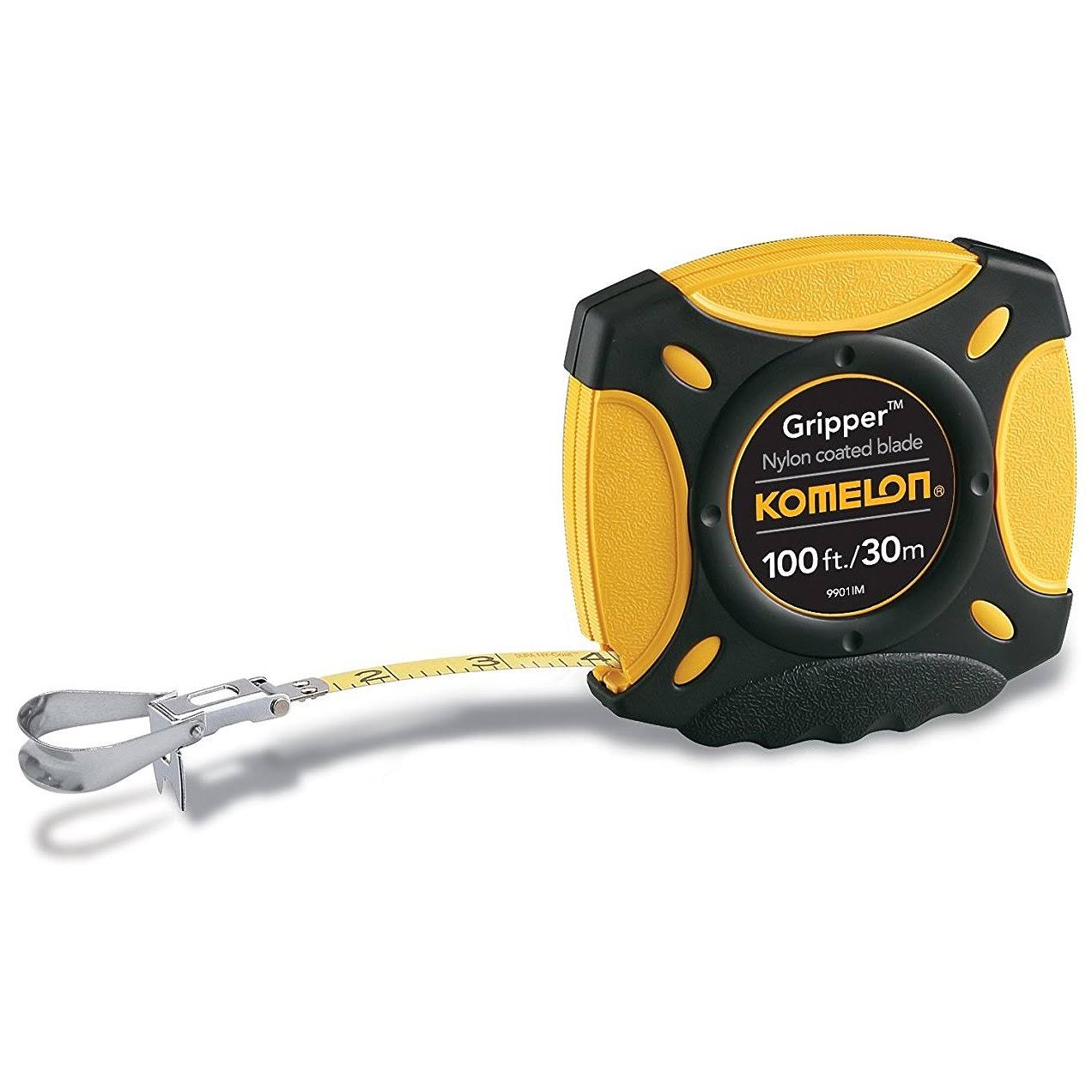 Komelon 9901IM Gripper Closed Case Long Tape Measure Inch and Metric Scale - with Nylon Coated Steel Blade, 100" X 3/8"