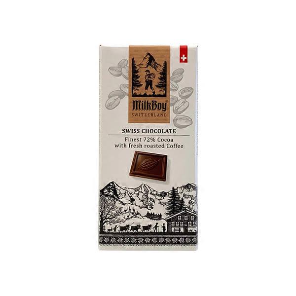 Milkboy Swiss Dark Chocolate with Coffee - 72% Cocoa Chocolate Bars -