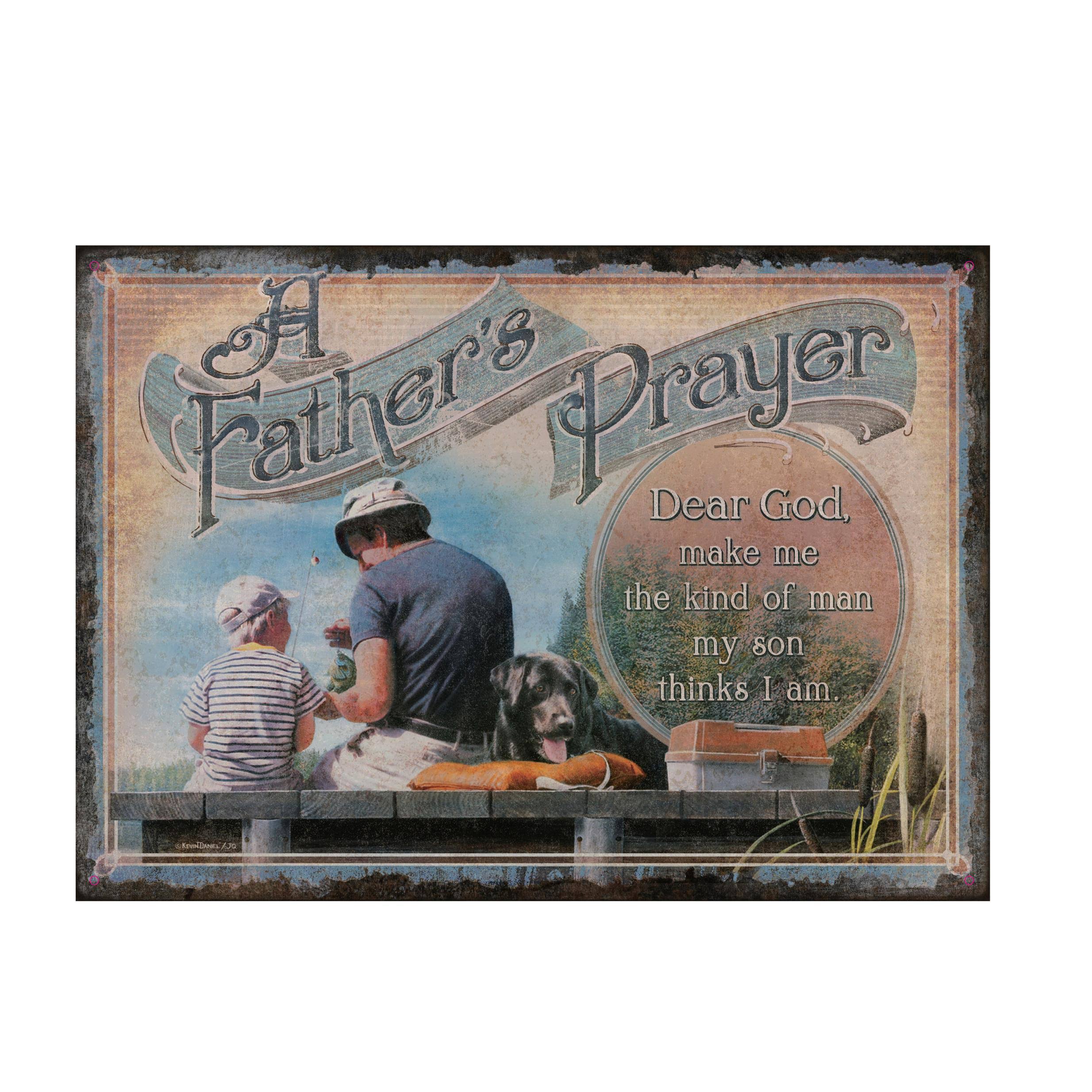 Rivers Edge Products Tin Sign - A Fathers Prayer, 12" x 17"