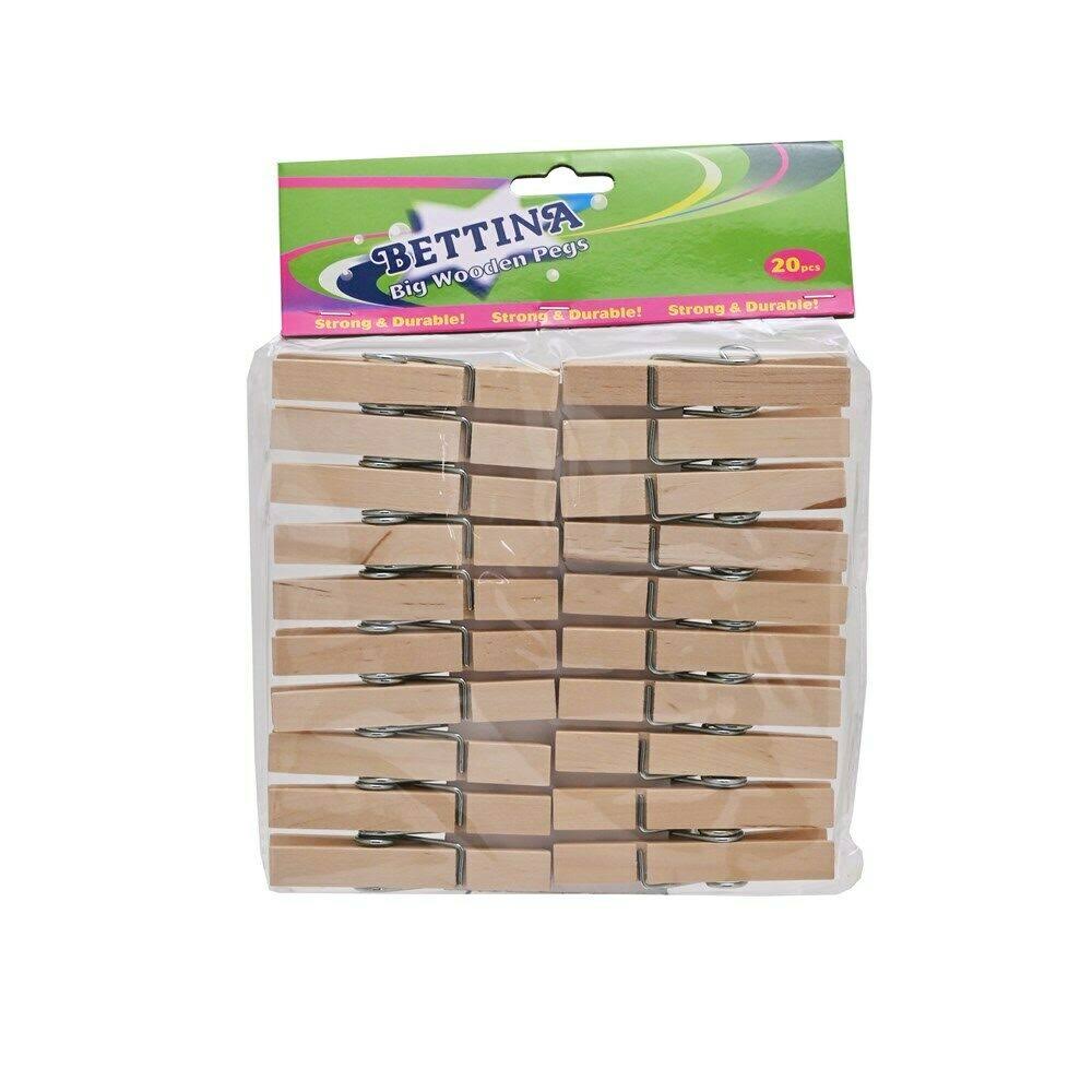 Bettina Big Wooden Laundry Clothes Pegs 20 Pack