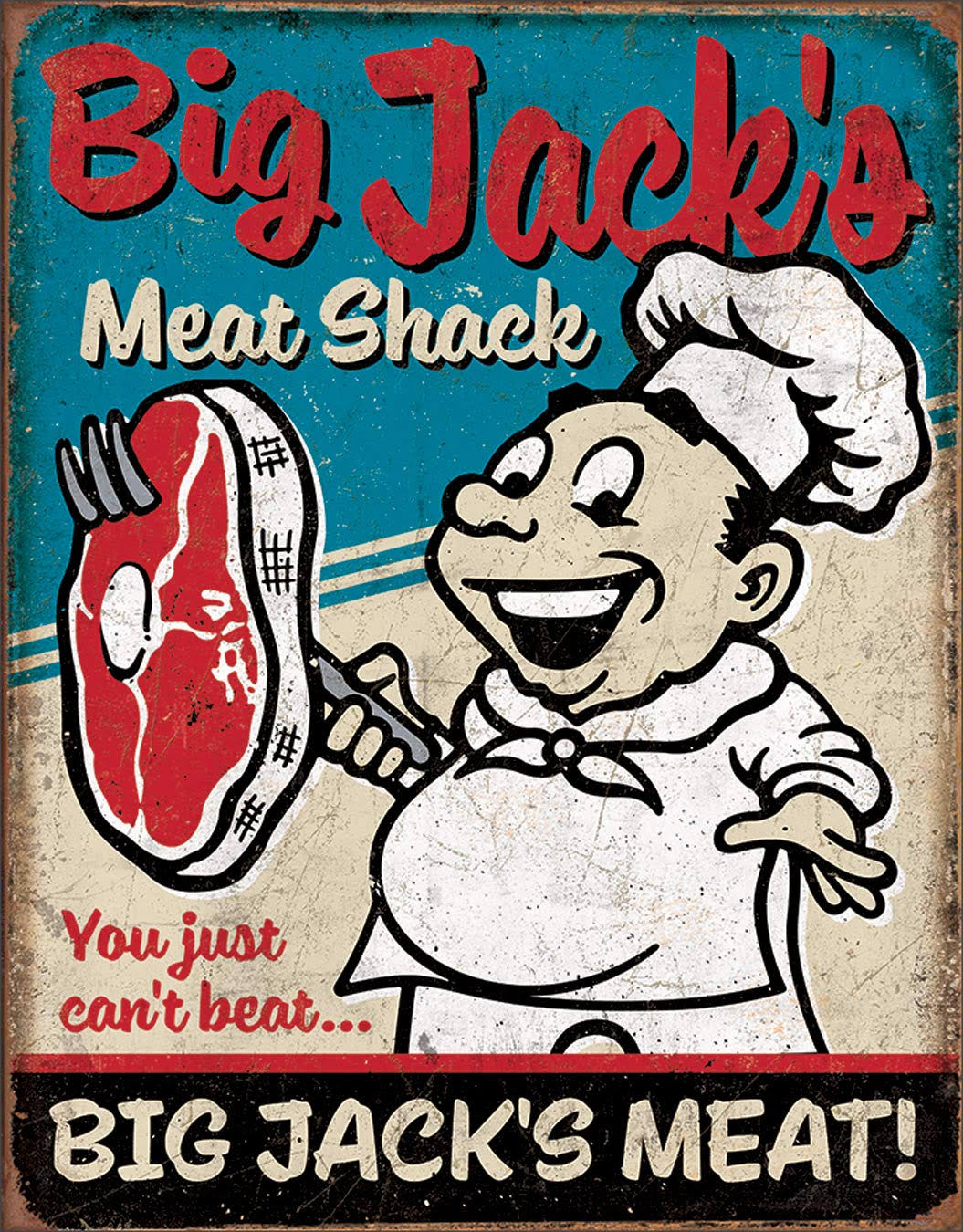 Tin Signs Big Jacks Meats Sign, 12.5in x 16in, 2122