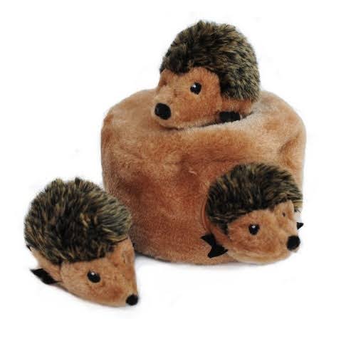 ZippyPaws Burrow Squeaky Hide Seek Plush Dog Toy - Hedgehog Den, Small