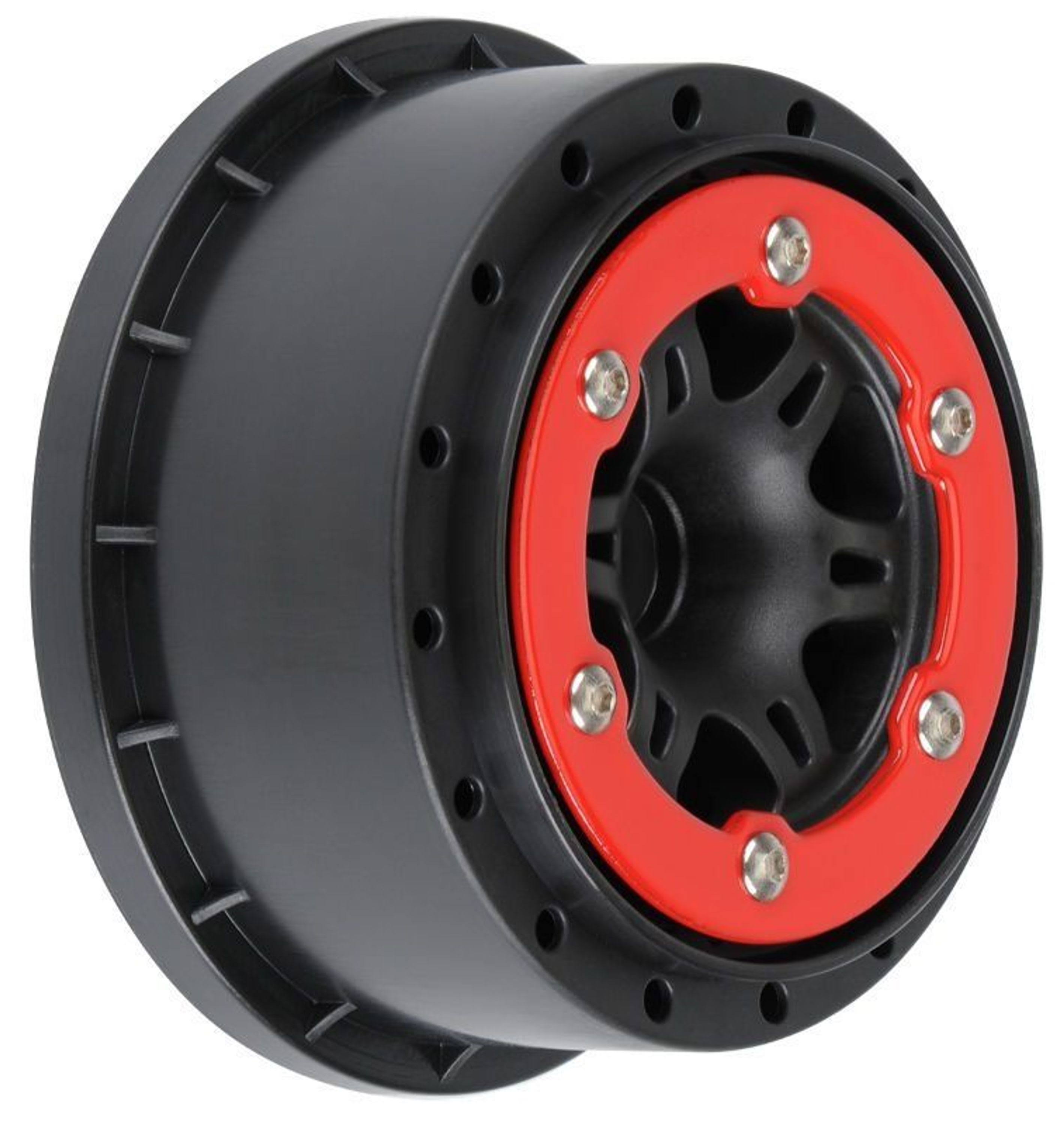 Pro-Line Racing Split Six Bead-Loc Front Wheels - 5.6cm and 7.6cm, Red and Black