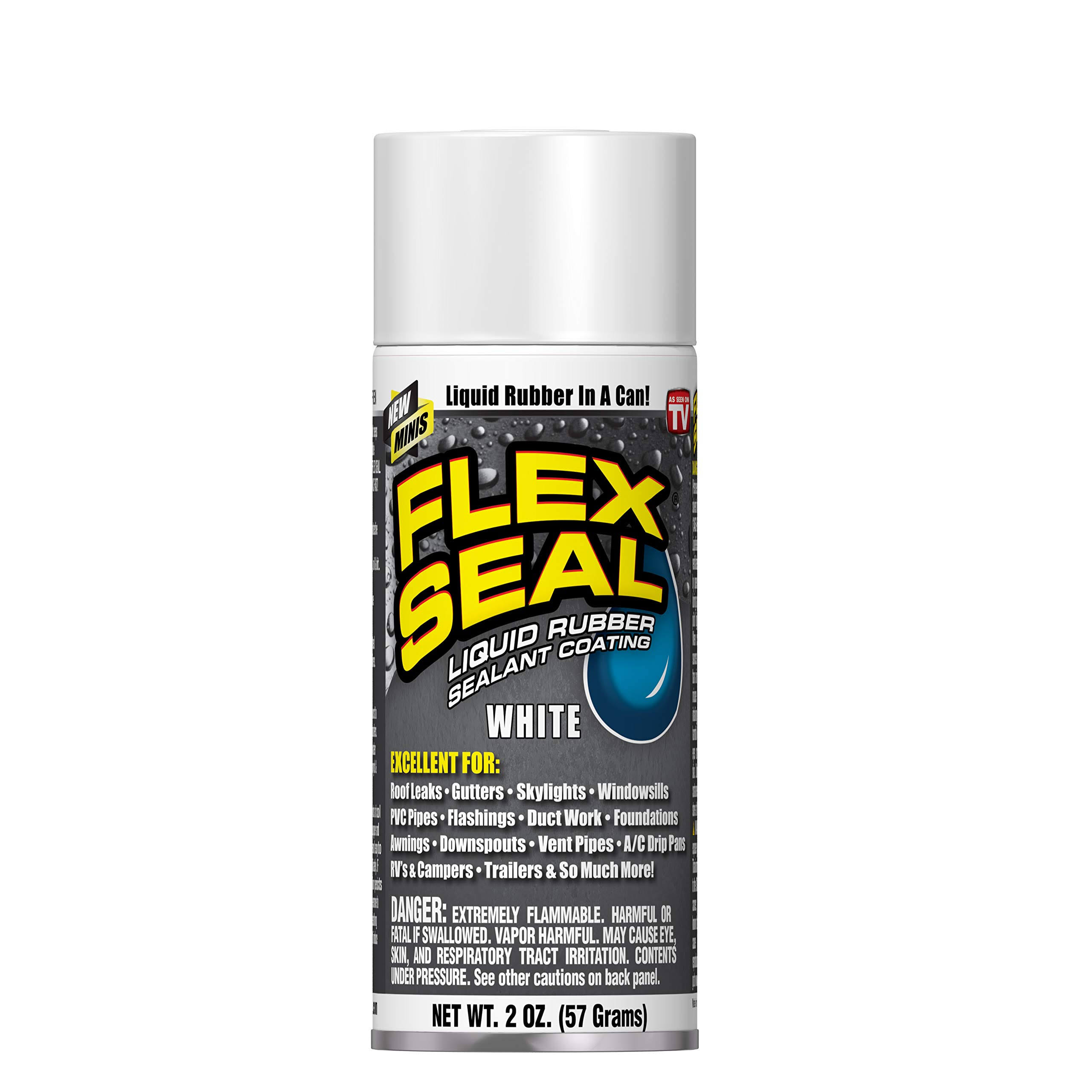 Flex Seal Liquid Rubber Sealant Coating, White, Minis - 2 oz