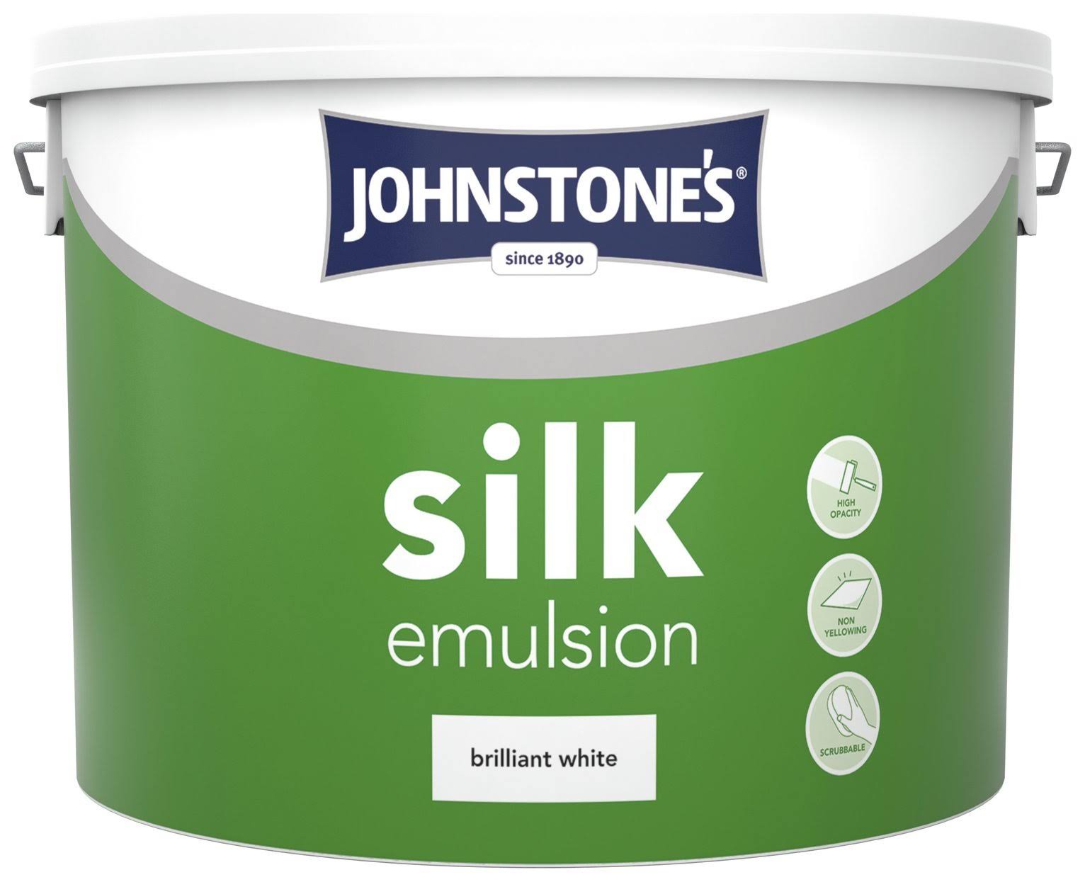 Johnstone's Silk Emulsion Paint - Brilliant White, 10L