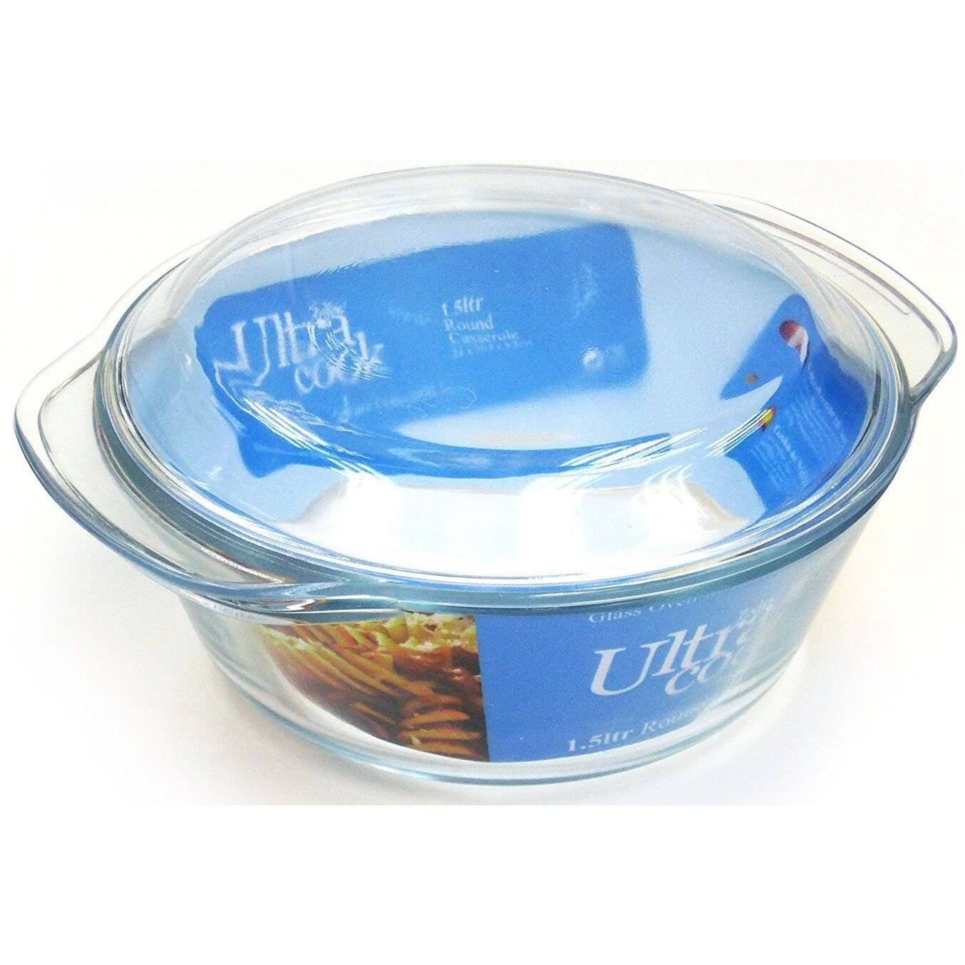 Ultracook Large 2.5 Litre Round Roaster Glass Round Casserole Dish & Lid 