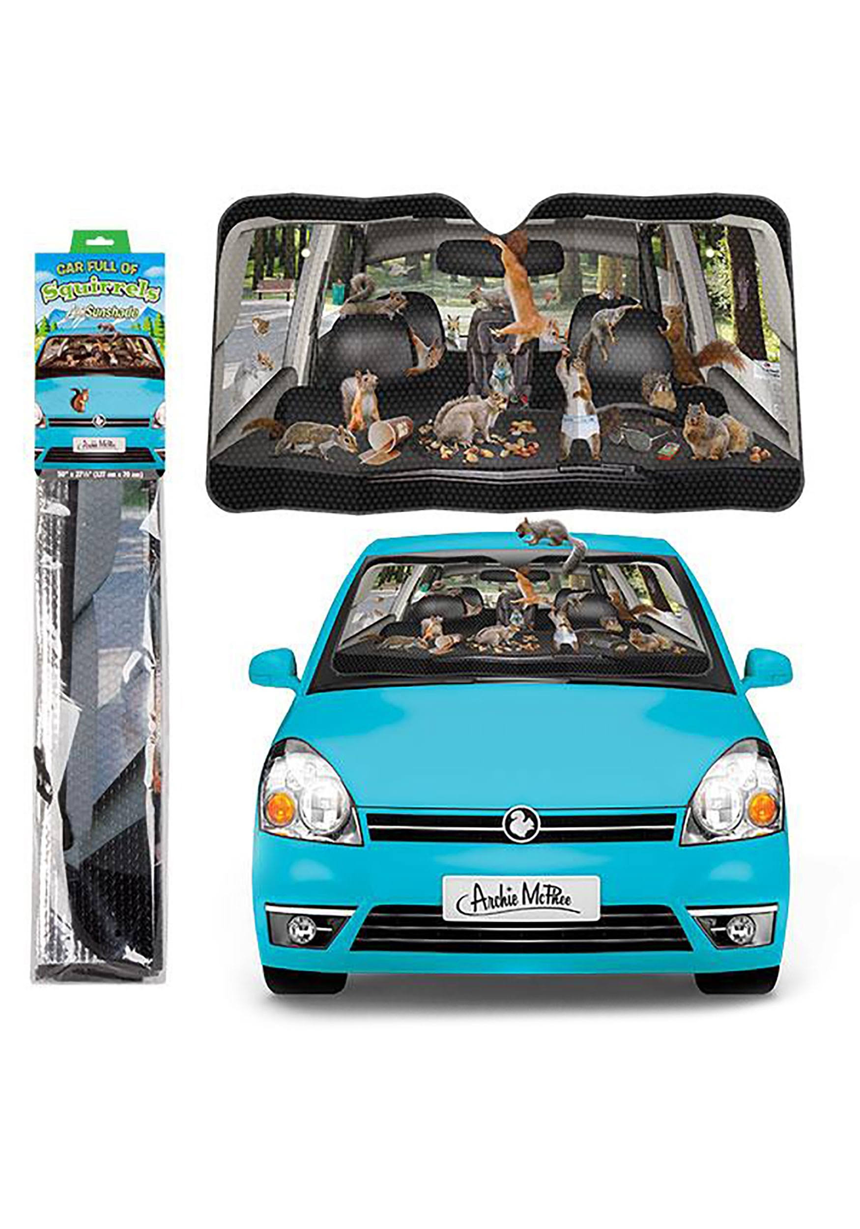 MAFGlobal Car full of squirrels 50" x 27-1/2" auto sunshade