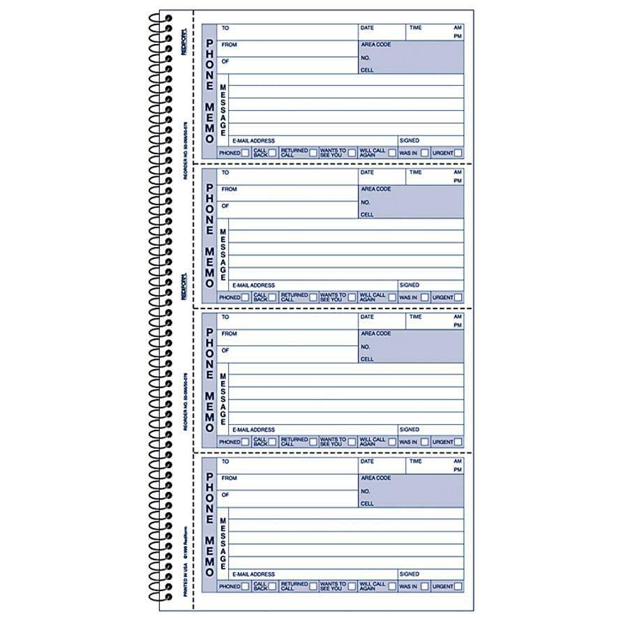 Rediform Telephone Message Book, 2 3/4 x 5, Two-Part Carbonless, 400