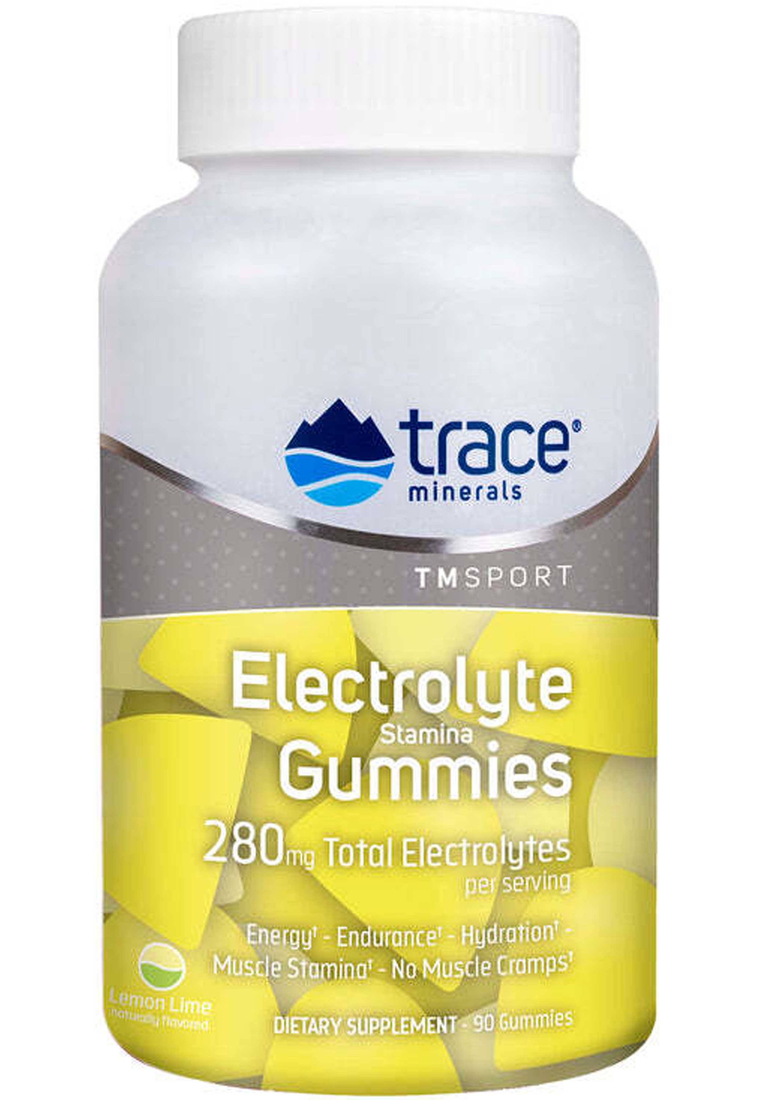 Trace Minerals , TM Sport, Electrolyte Stamina Gummies, Lemon Lime, 263 mg, 90 Gummies