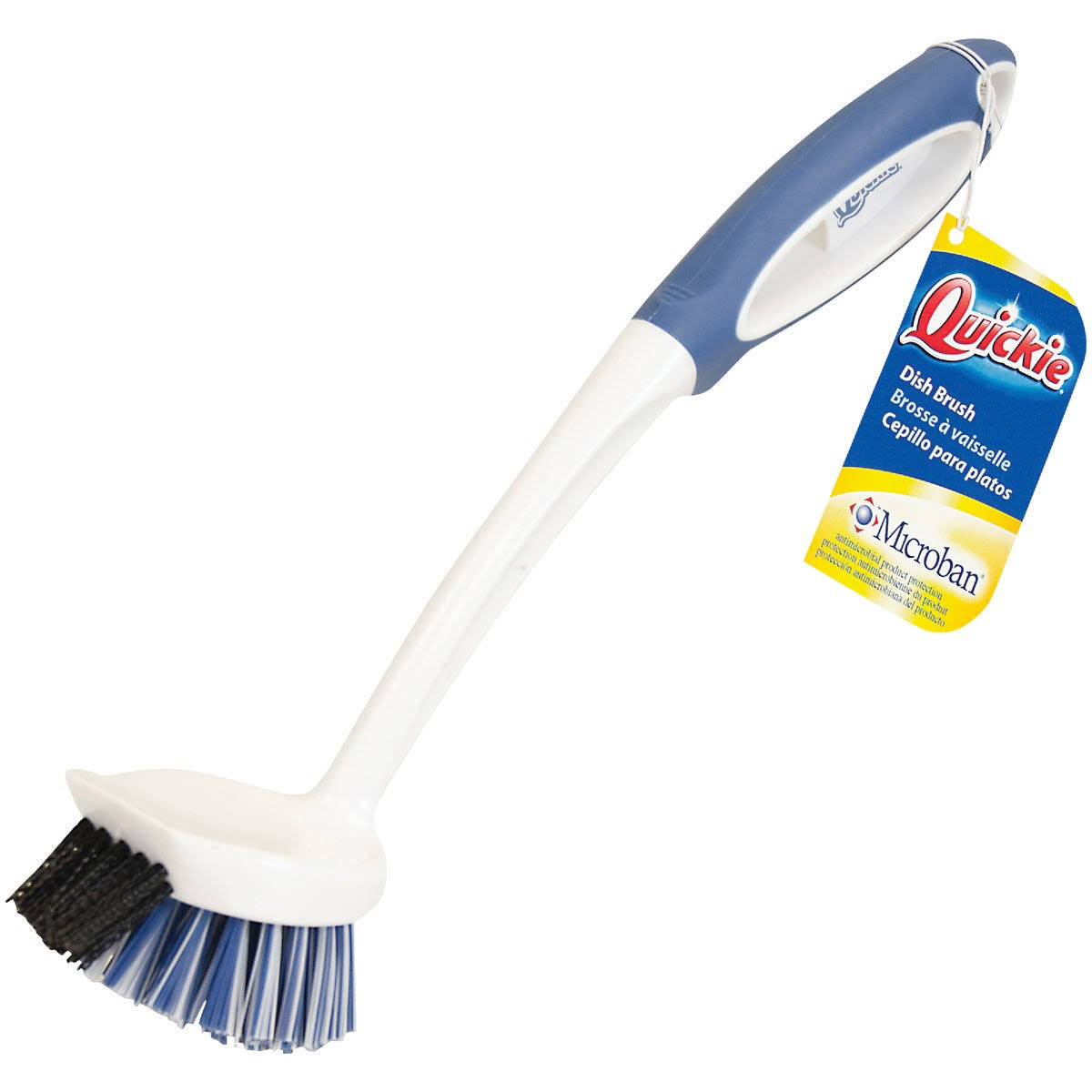 Quickie Dishwashing Brush - with Microban, Blue and White