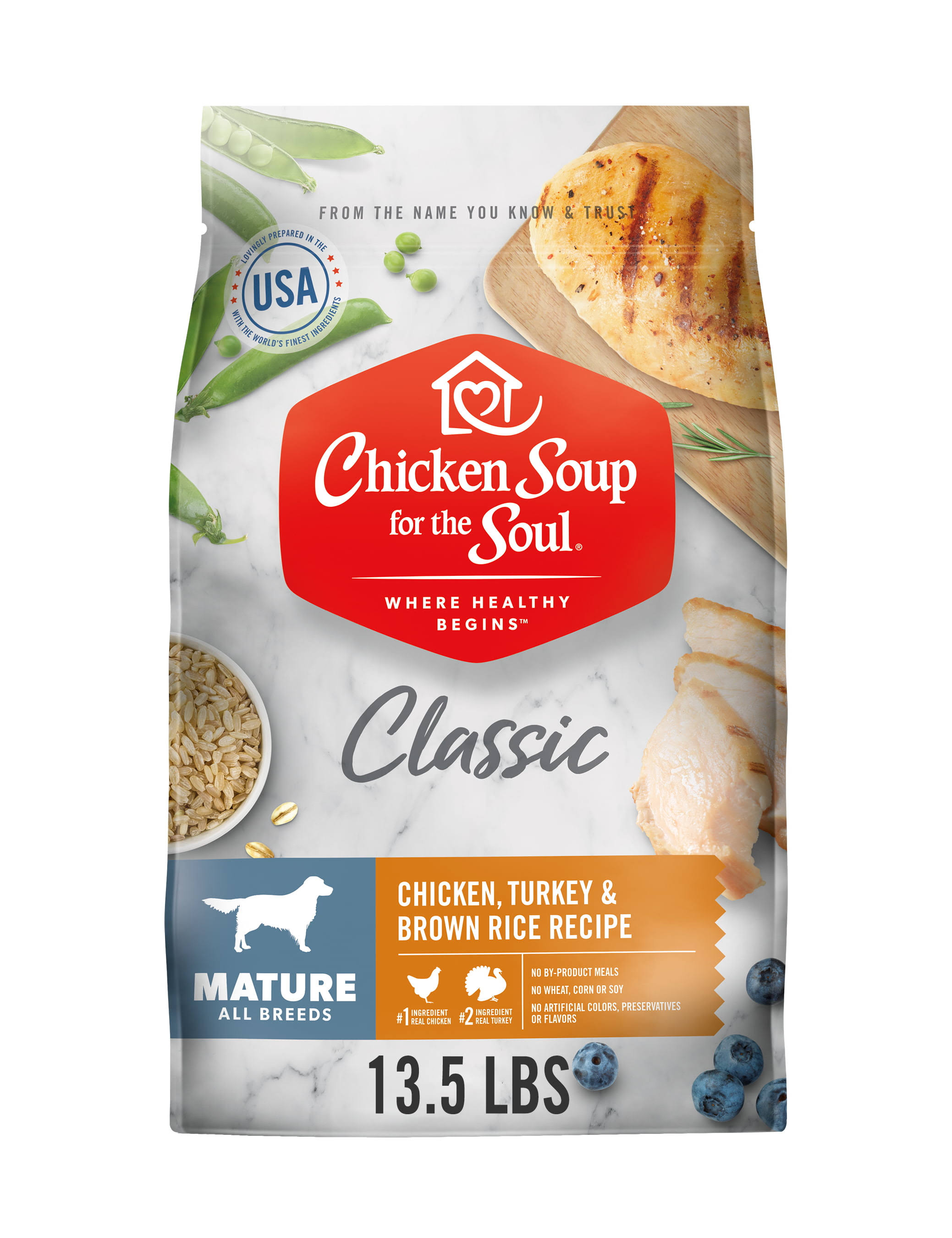 Chicken Soup for The Soul Mature Recipe with Chicken, Turkey & Brown Rice Dry Dog Food - 13.5-lb