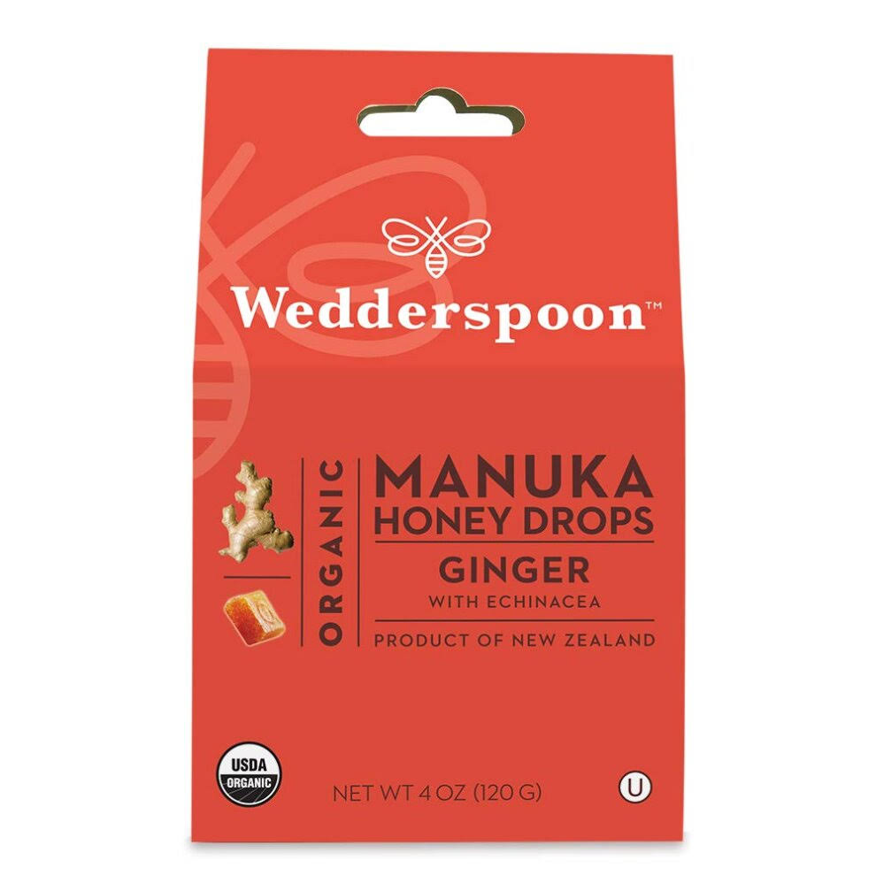 Wedderspoon Organic Manuka Honey Drops - Ginger with Echinacea