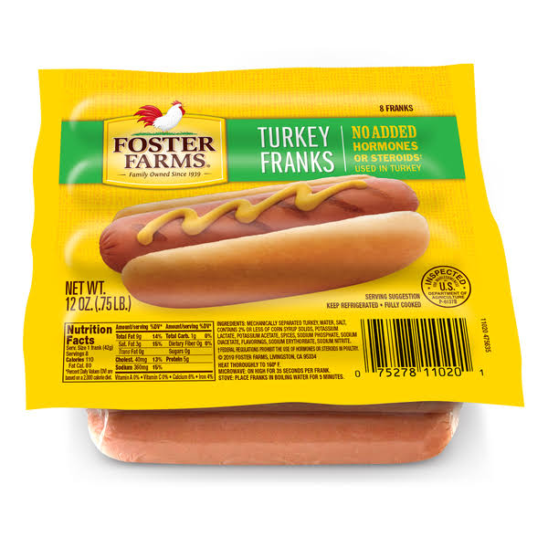 Foster Farms Turkey Franks - 8ct, 12oz