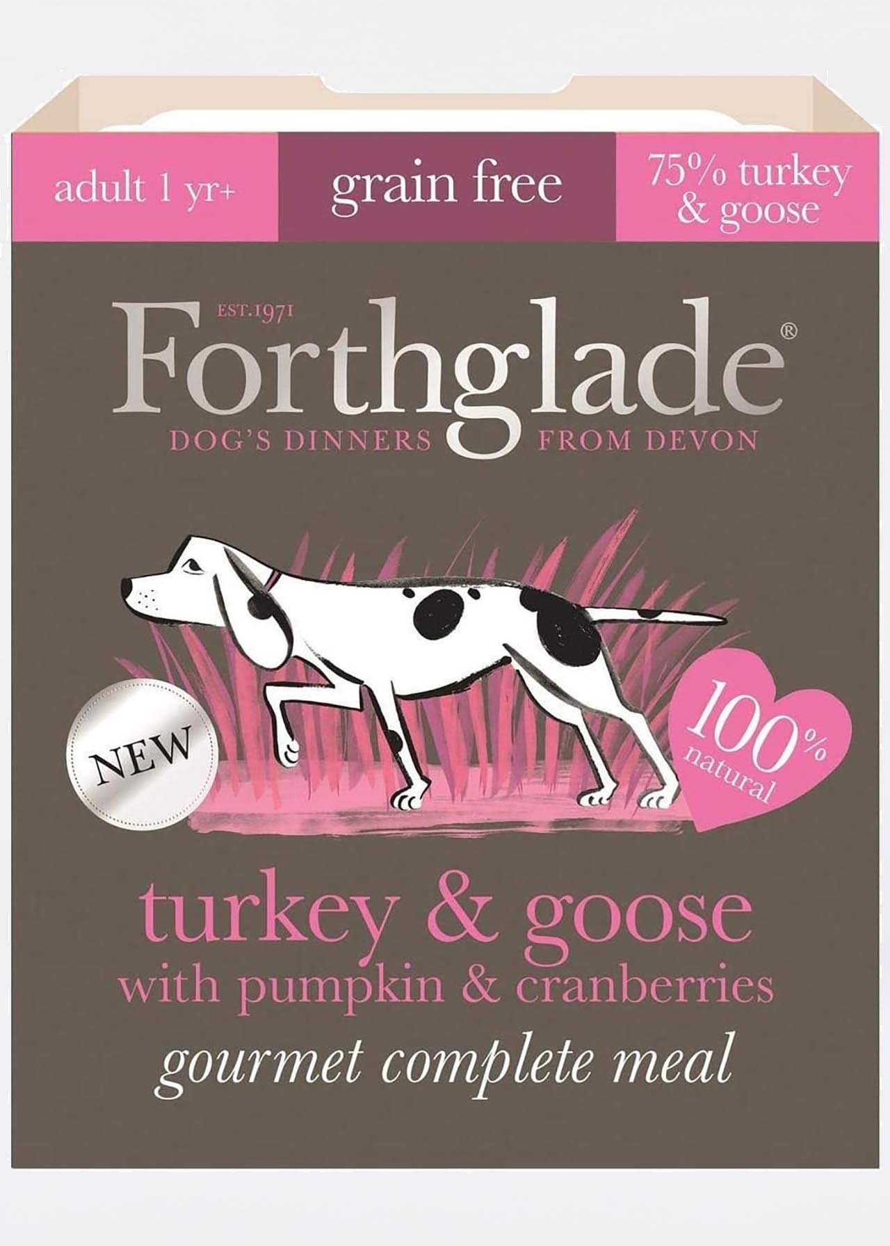 Forthglade Turkey and Goose Gourmet Complete Meal Adult Dog Food - with Pumpkin and Cranberries, 395g