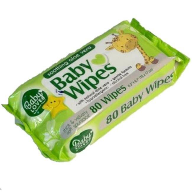 Baby Love 2352165 Baby Love Baby Wipes With Aloe Vera - 80 Count - Case of 12