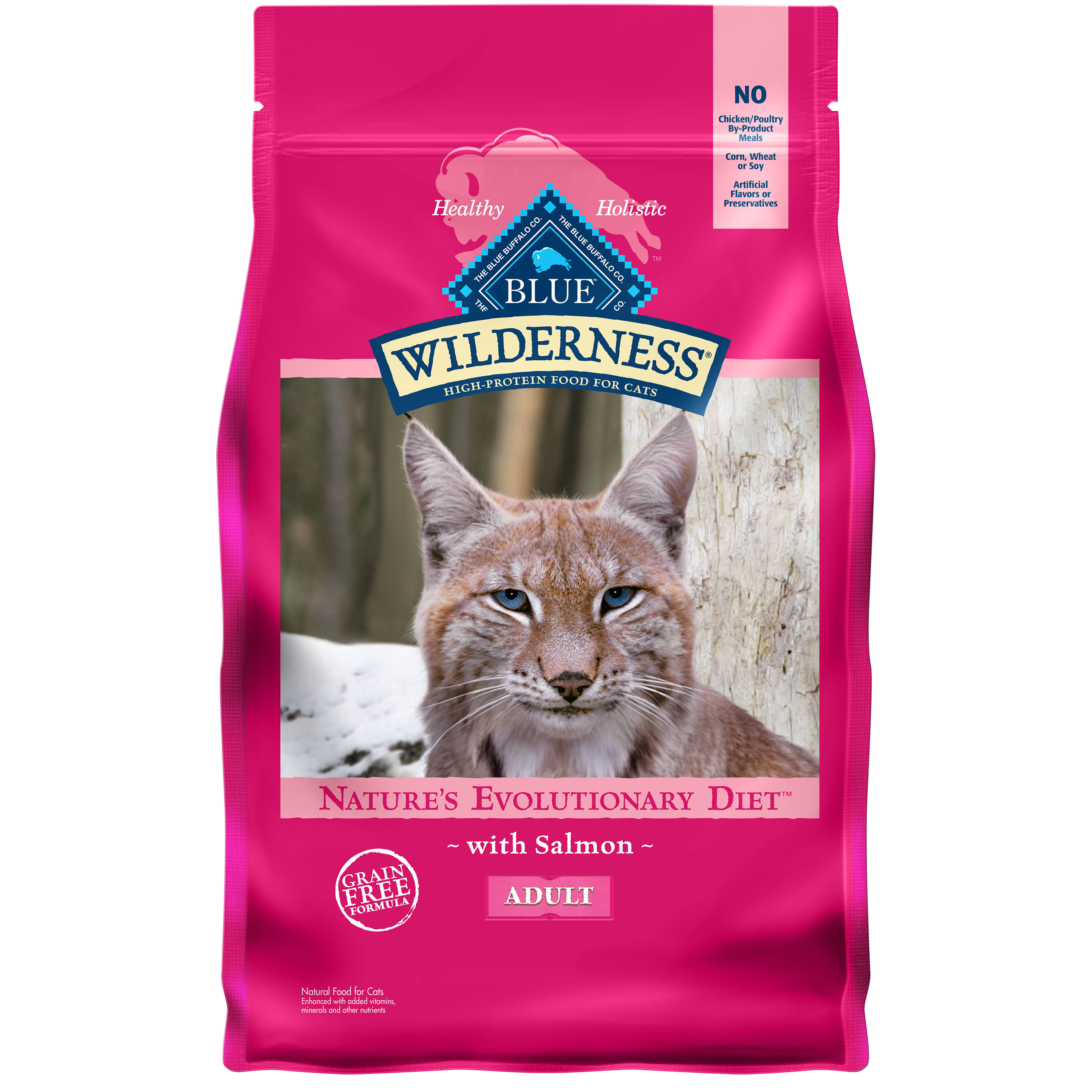 Blue Buffalo Wilderness High Protein Cat Food - Dry, Adult, Salmon Grain, 5lb