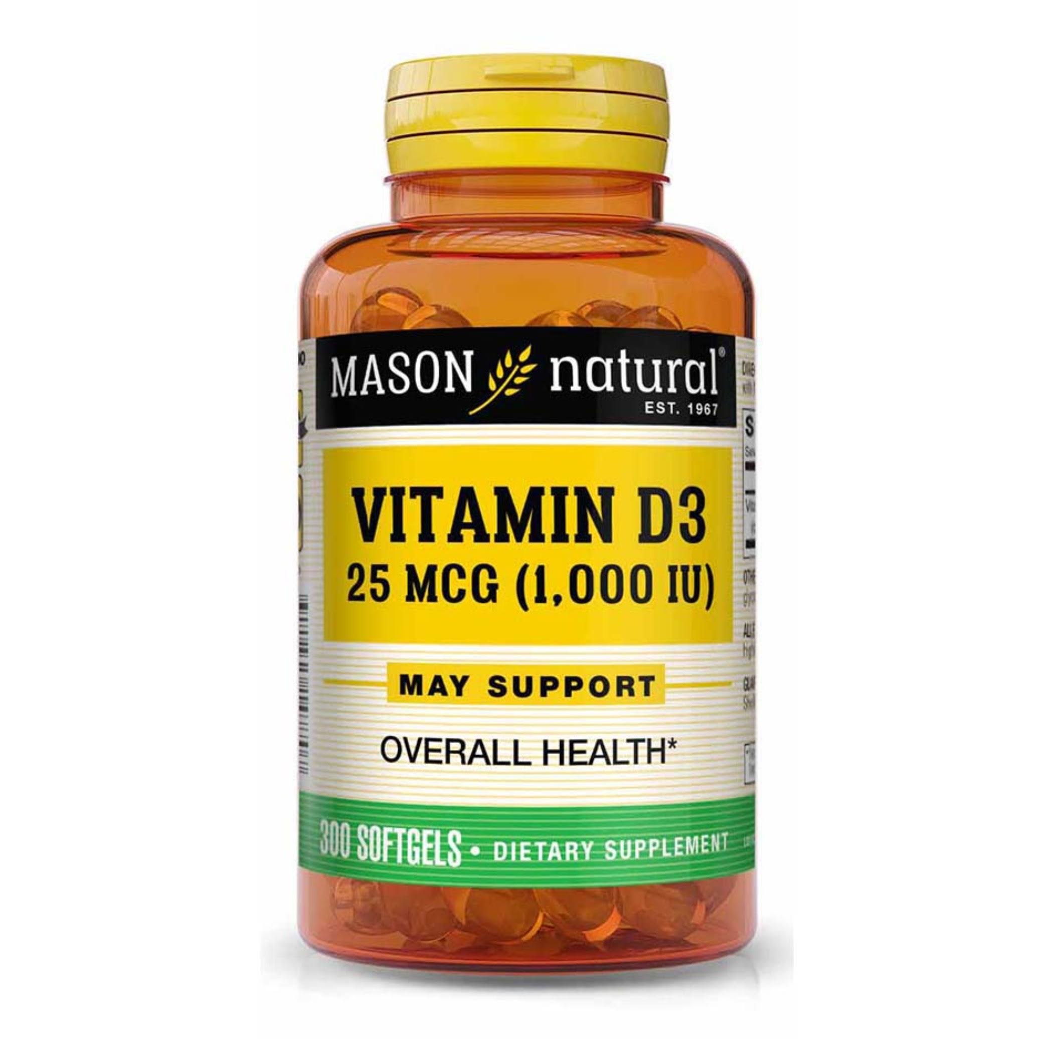 Mason Natural Vitamin D3 Supplement - 1000 IU, 300 Softgels