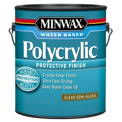 Minwax 14444 Polycrylic Water-Based Protective Finish - Clear Semi-Gloss, 1gal