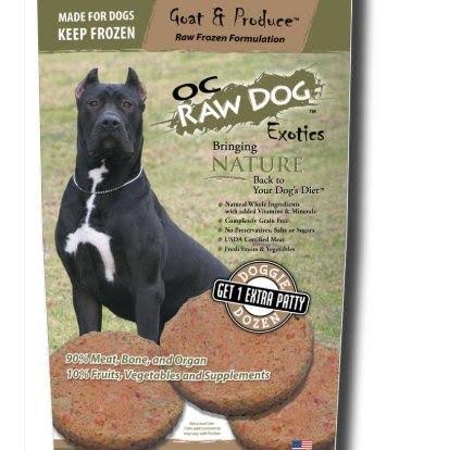 O.C. Raw Frozen Sliders Goat & Produce 4 lbs Dog Food