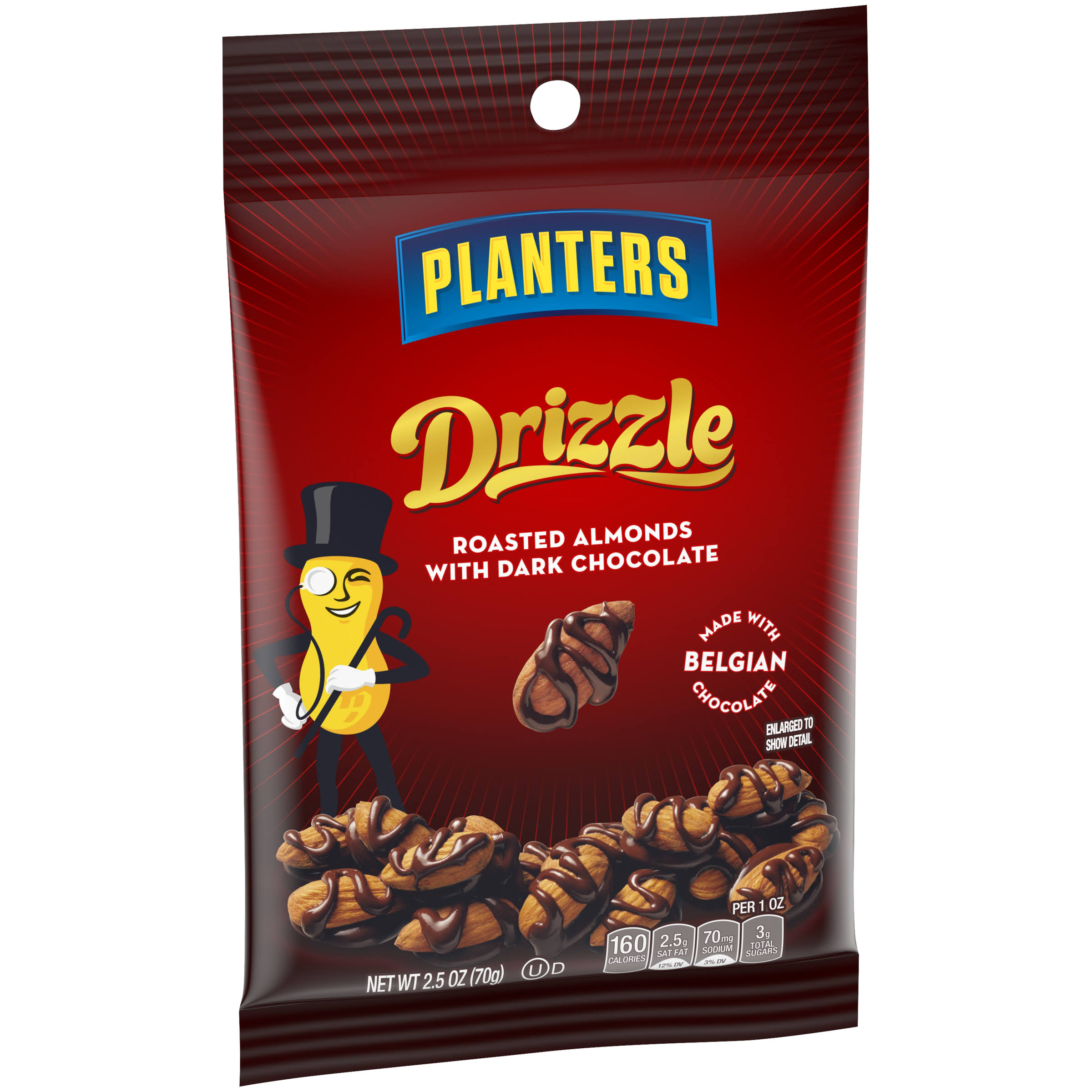 Planters Almonds, Roasted, with Dark Chocolate, Drizzle - 2.5 oz