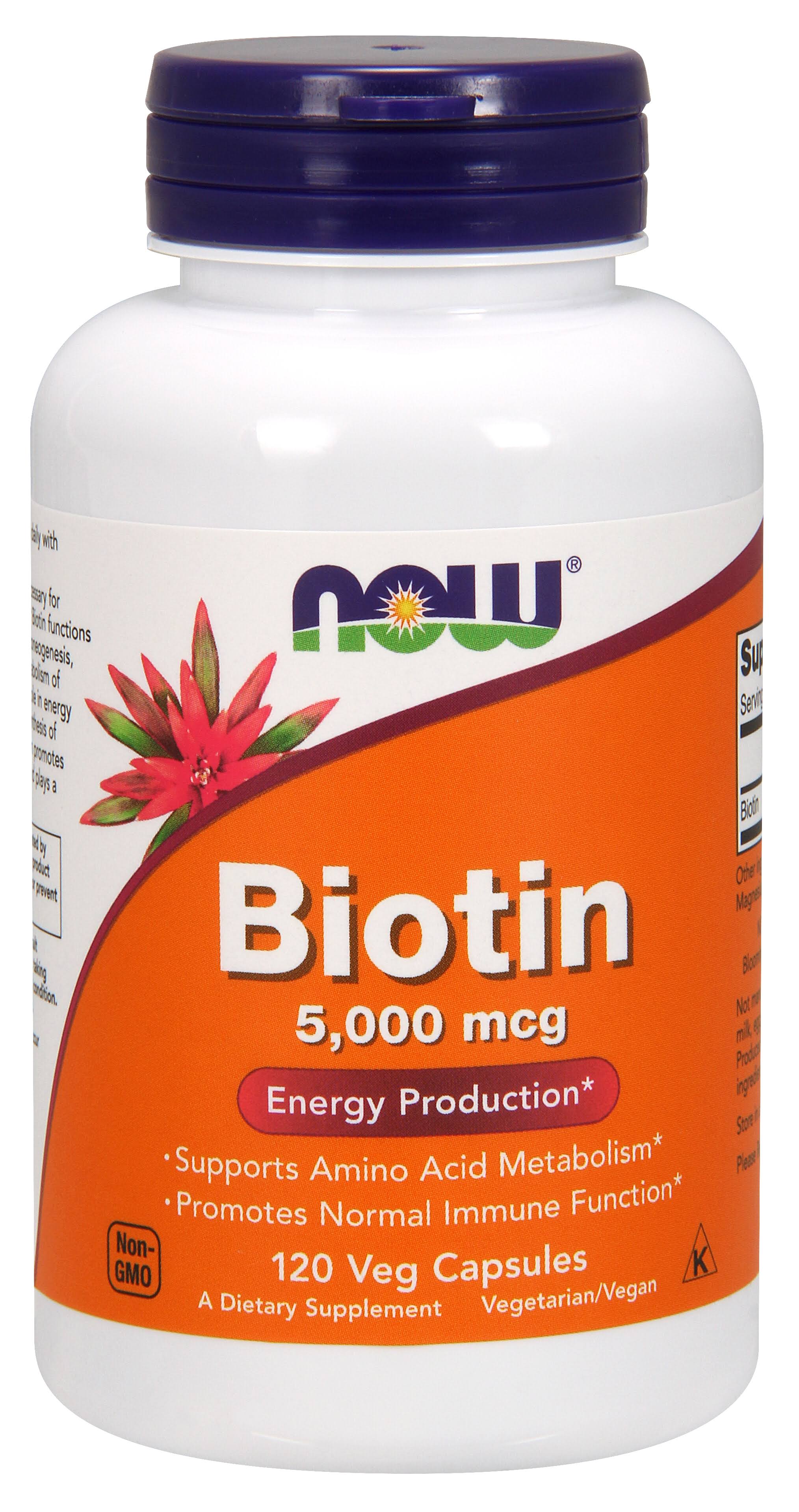 Now Foods Biotin - 5000mcg, 120 Vegetarian Capsules