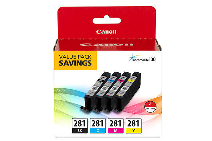 Canon 2091C005 (CLI-281) Ink, Black/Cyan/Magenta/Yellow