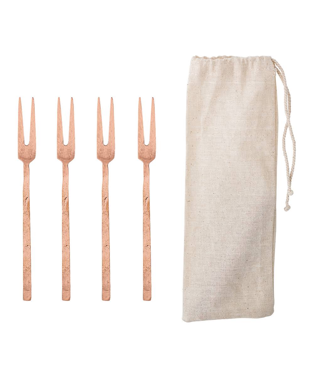 Creative Co-Op Fork Hand-Forged Copper Appetizer Forks - Set of Four One-Size