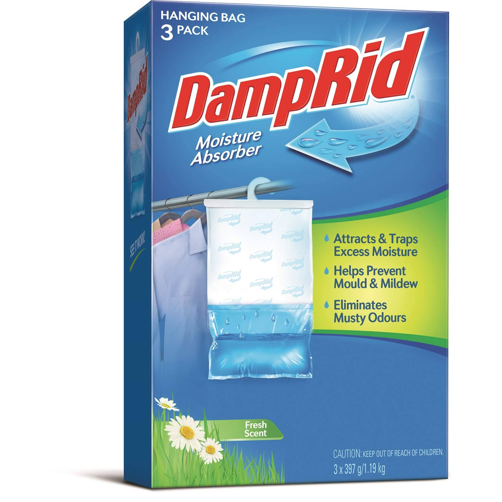 DampRid Hanging Moisture Absorber - Fresh Scent, 14oz, x3