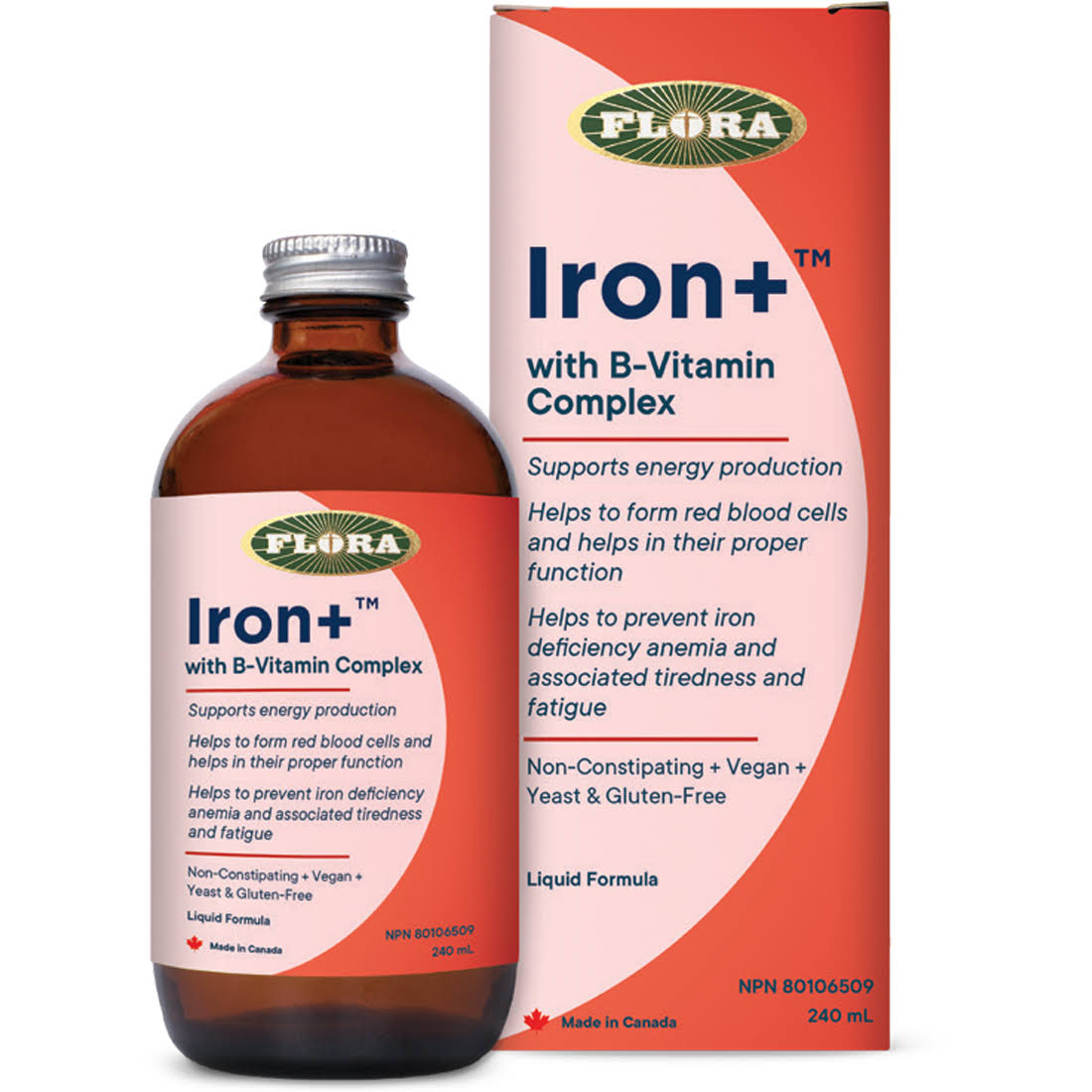 Flora Iron+ Liquid with B-Vitamin Complex - 80 mL
