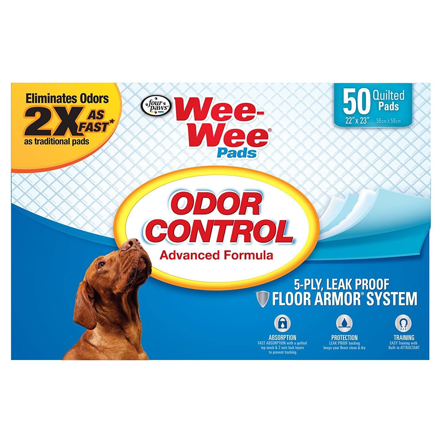 Four Paws Wee-Wee Odor Control Puppy Pads - 50 Pack