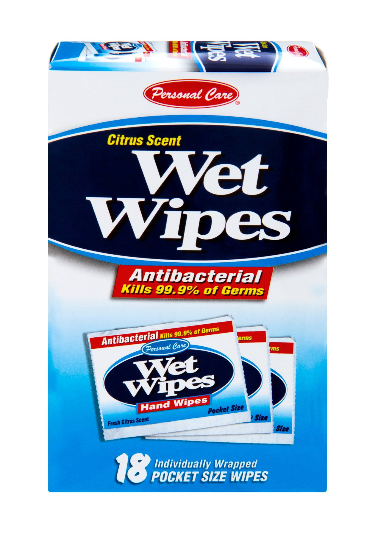 Personal Care Antibacterial Wet Wipes - Citrus, 18ct