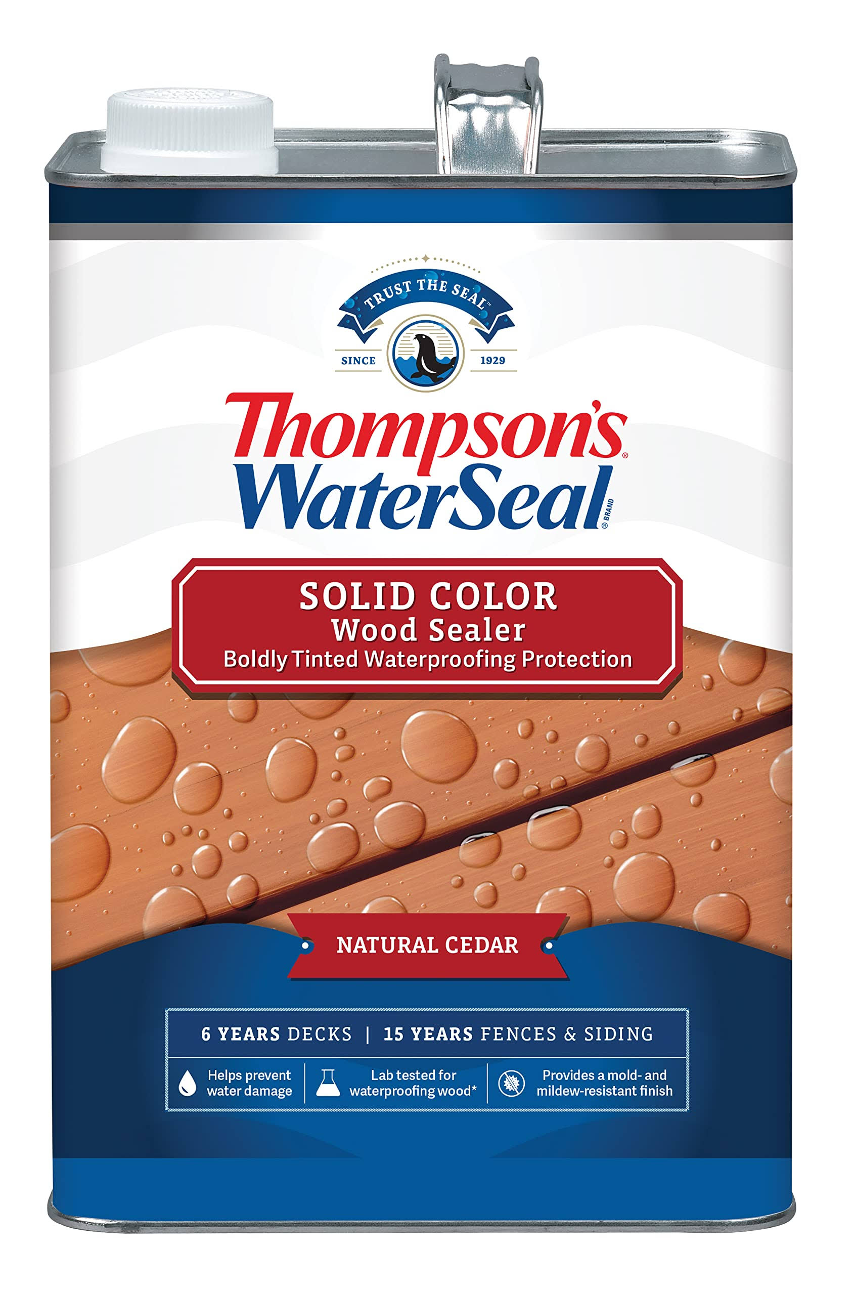 Thompson's WaterSeal TH.093601-16 Waterproofing Stain, Natural Cedar, 1 gal, 4 GAL