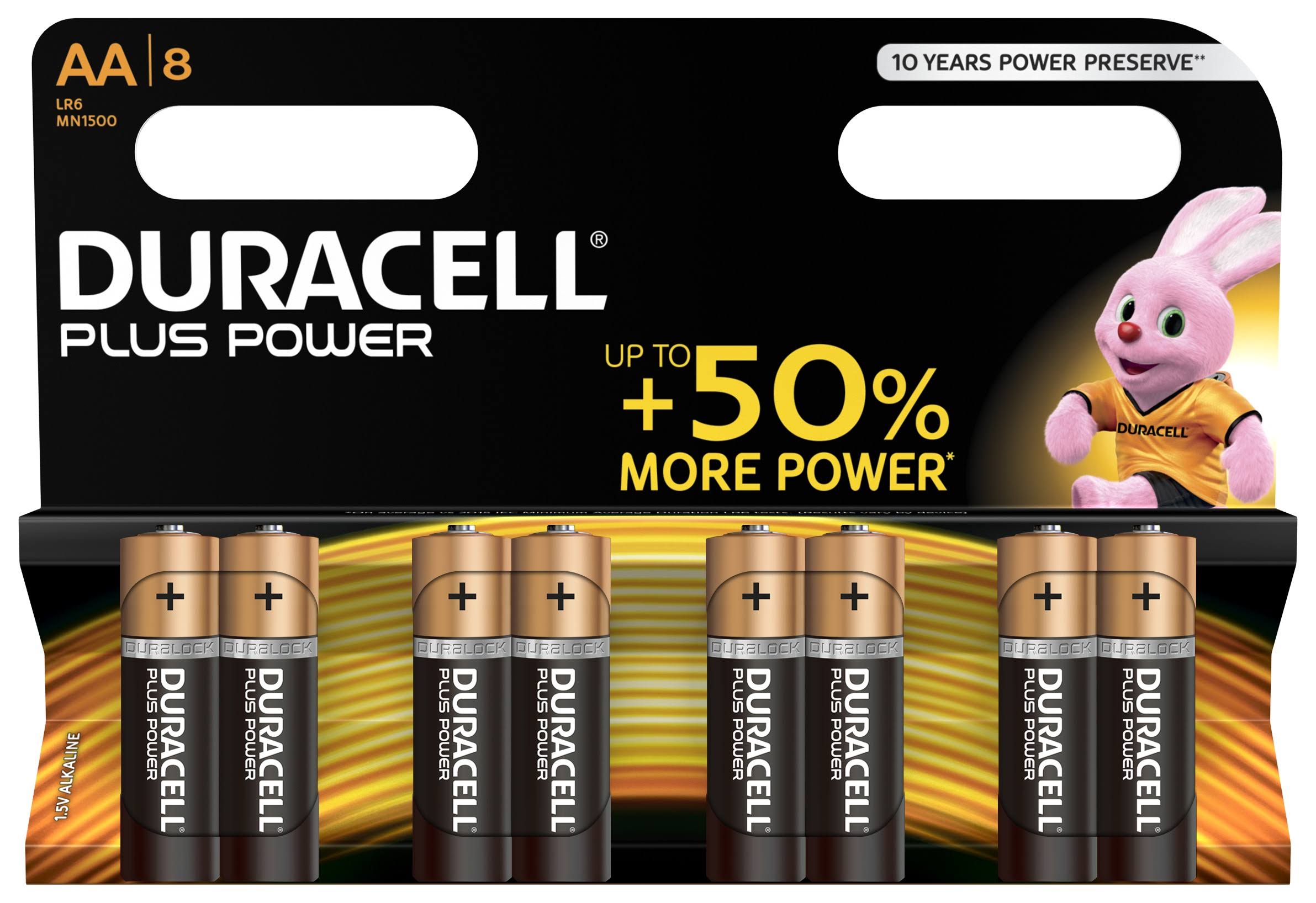 Duracell Plus Power Type AA Alkaline Batteries - 8pk