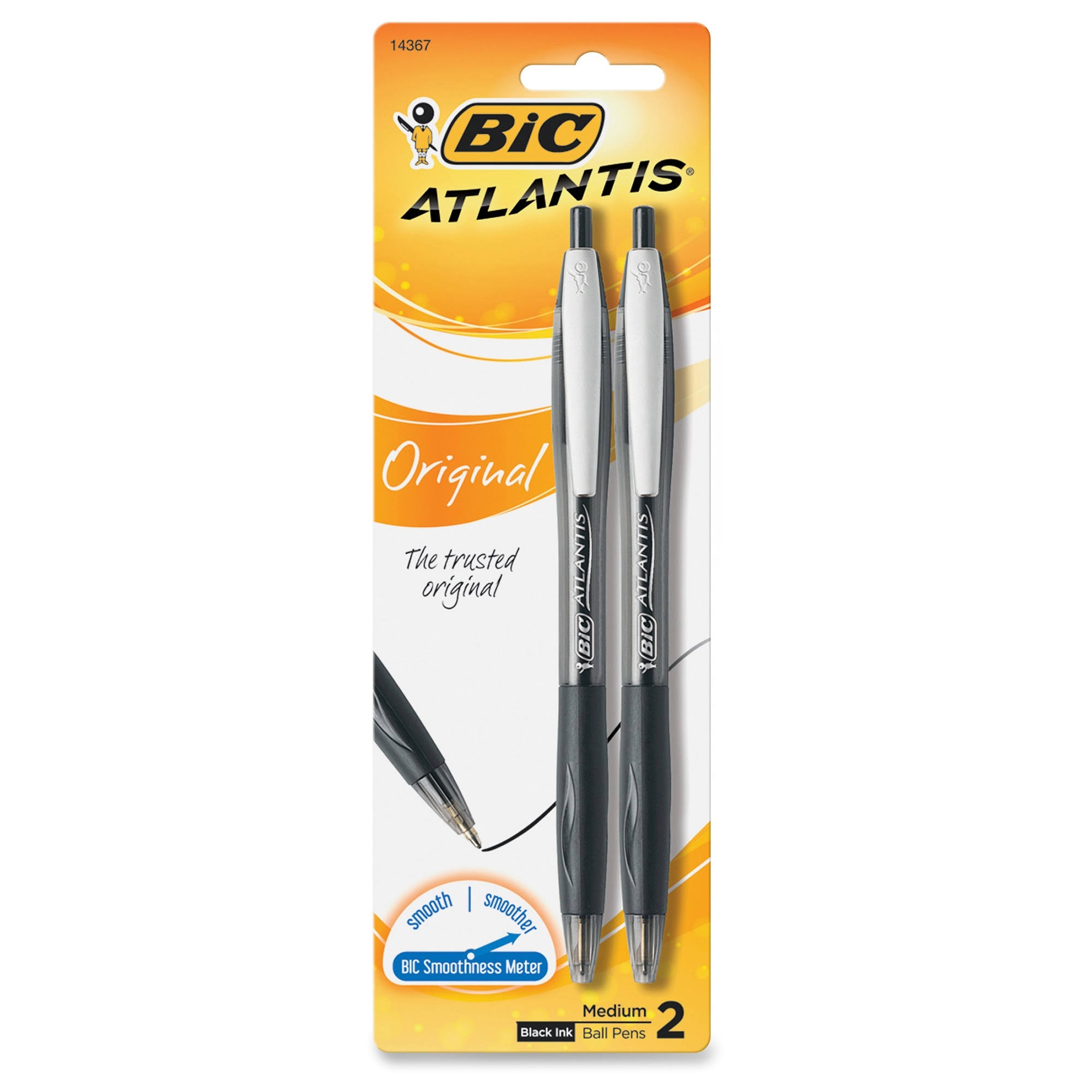 Bic Atlantis Original Ball Pens - Black Ink, 2ct, 1.0mm
