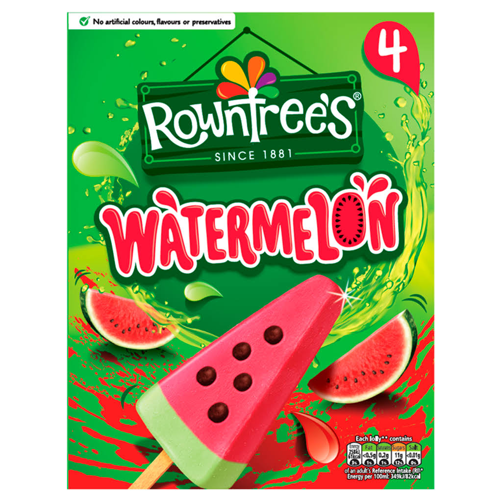 Rowntrees Watermelon Lolly Ice Cream - 73ml, 4pk