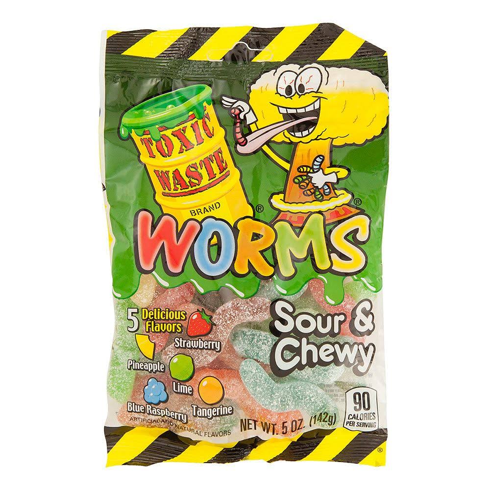 Toxic Waste Sour and Chewy Worms Gummy Candy