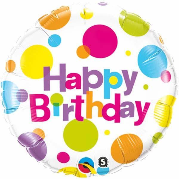 Happy Birthday Big Polka Dots Foil Balloon - 18''