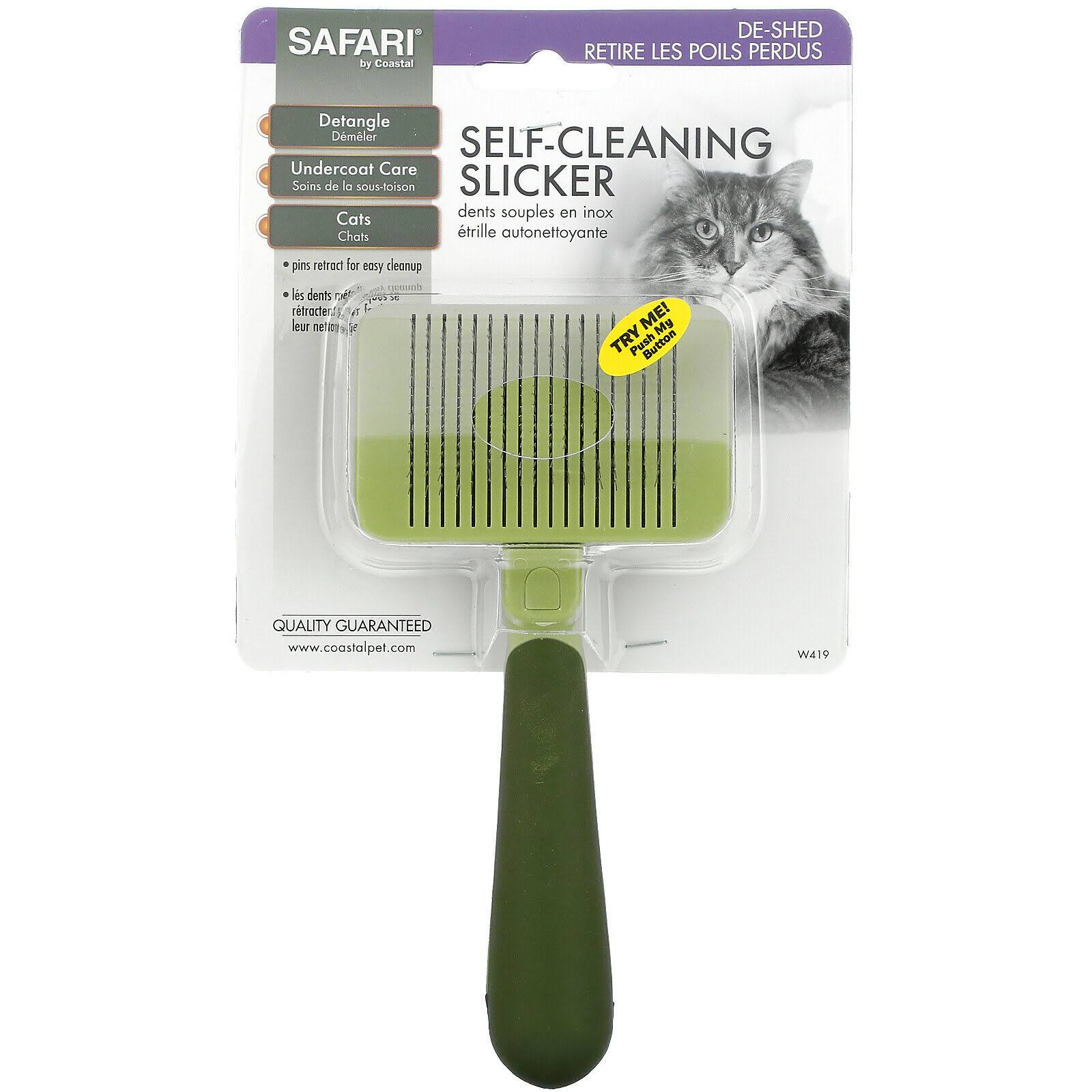 Safari Self-Cleaning Slicker Brush for Cats - Green
