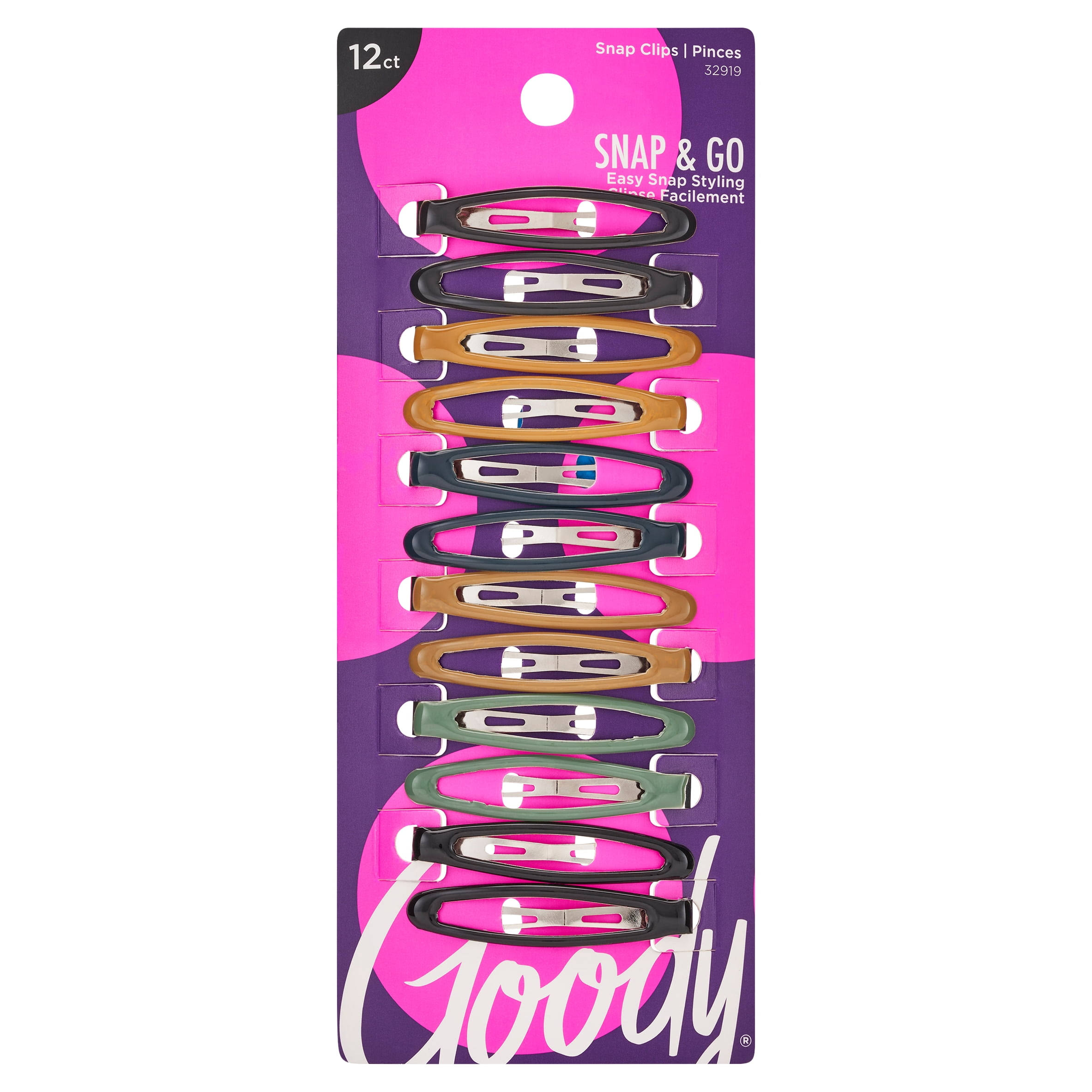 Goody 1942344 Epoxy Contour Hair Clips - Assorted Colors, 12ct