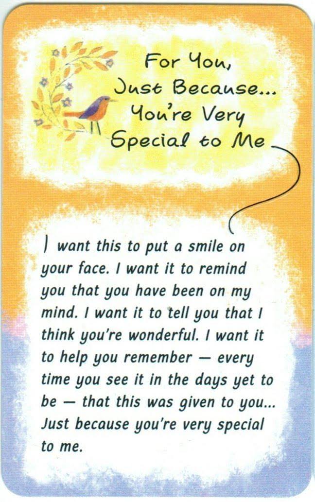 Blue Mountain Arts Wallet Card - "Just Because You're Very Special To Me"