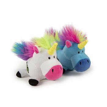 goDog Unicorn Plush Dog Toy - Blue - Small