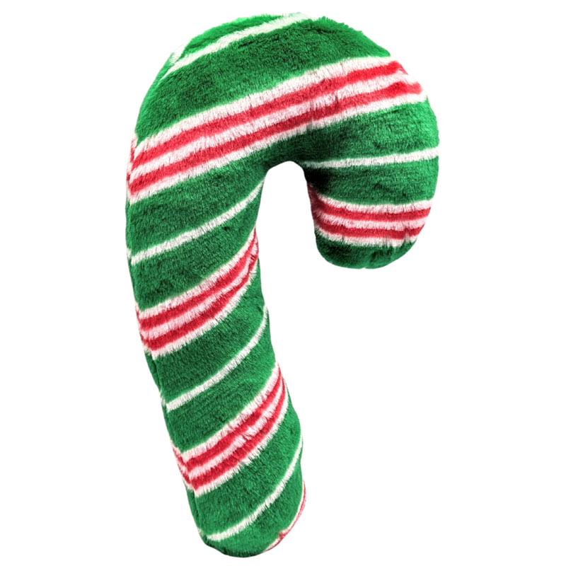 Fluff & Tuff Holiday Toys (Green Striped Candy Cane Medium)