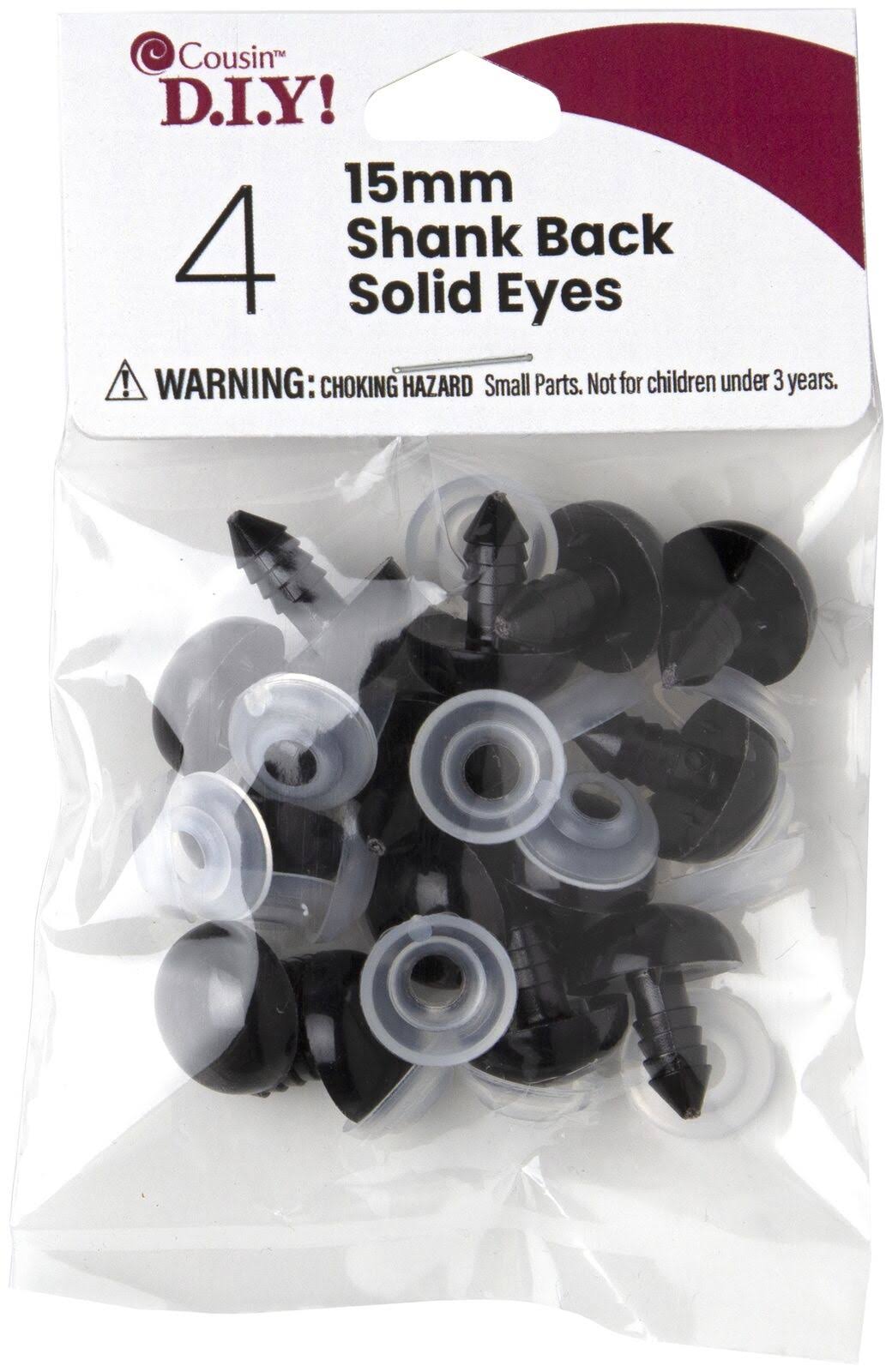 6 Pack Shank Back Solid Eyes 15mm 4/Pkg-Black -40000421. Cousin. Other Multi-Purpose Crafting. 191648093629.