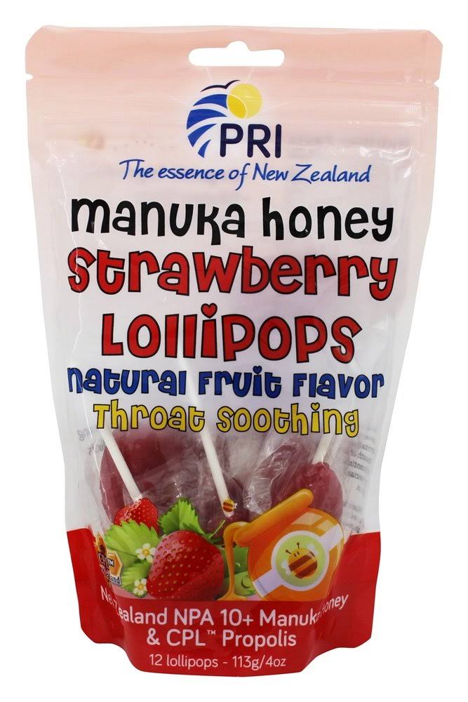 Pacific Resources Strawberry Manuka Honey Lollipops - 12ct