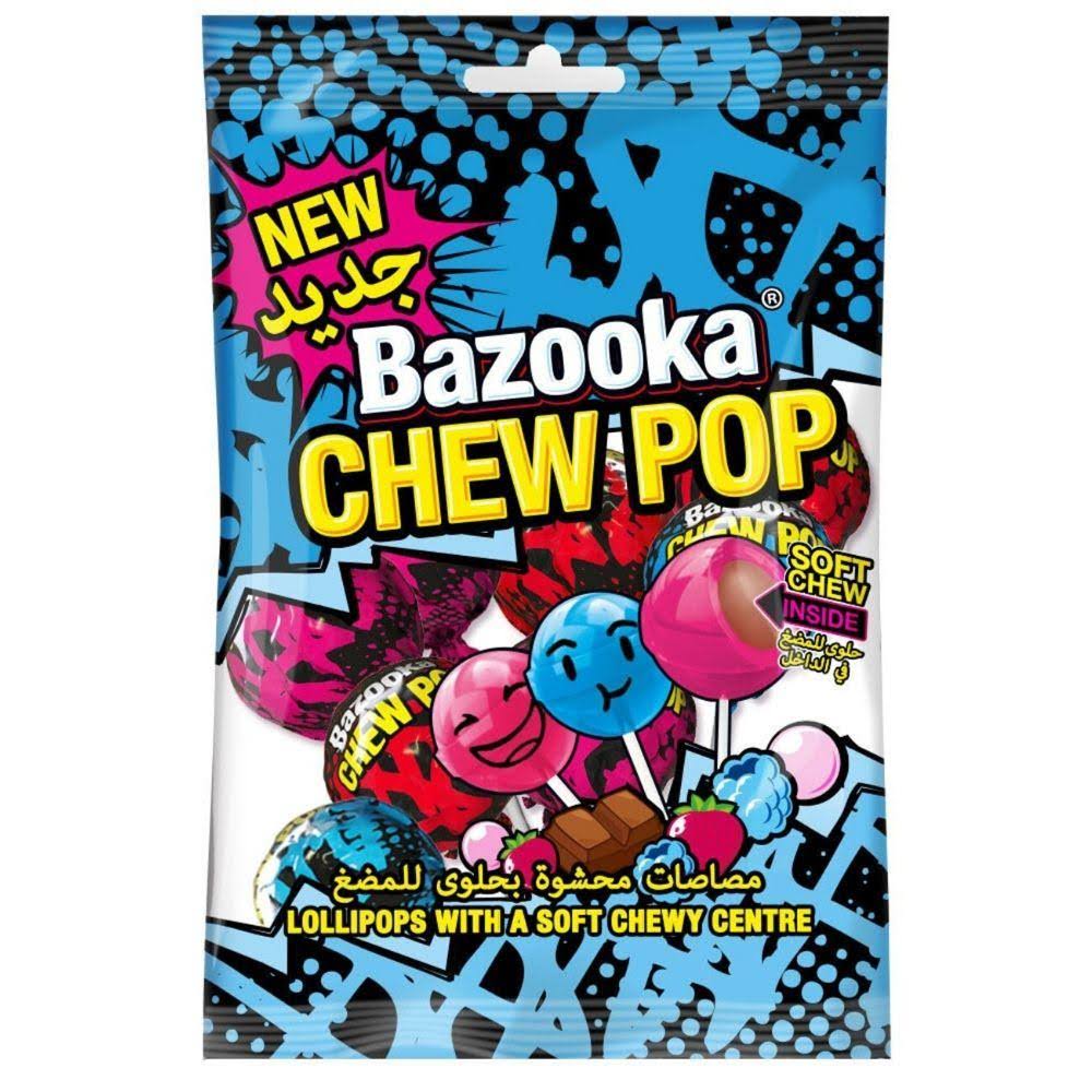 Bazooka Chew Pop - Tutti Frutti & Blue Raspberry Flavour, 140g