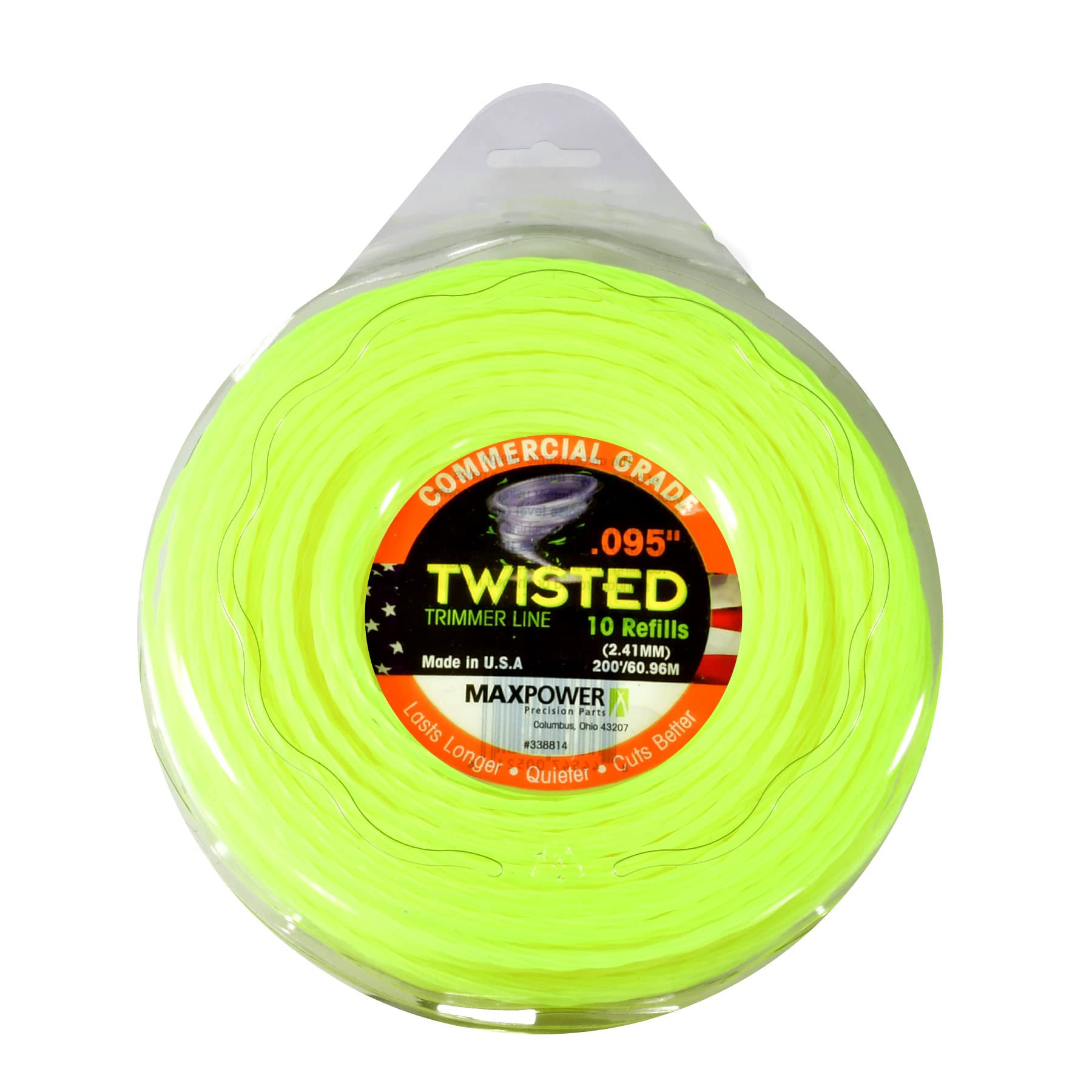 Maxpower 338814 Premium Twisted Trimmer Line - 0.095" Twisted Trimmer Line, 200' Length