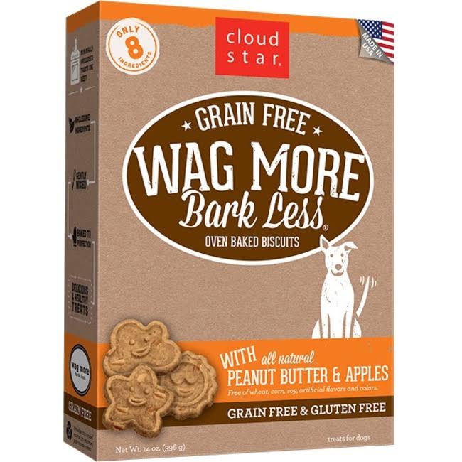 Cloud Star Wag More Bark Less Oven Baked Grain Free Dog Treats - Peanut Butter and Apples