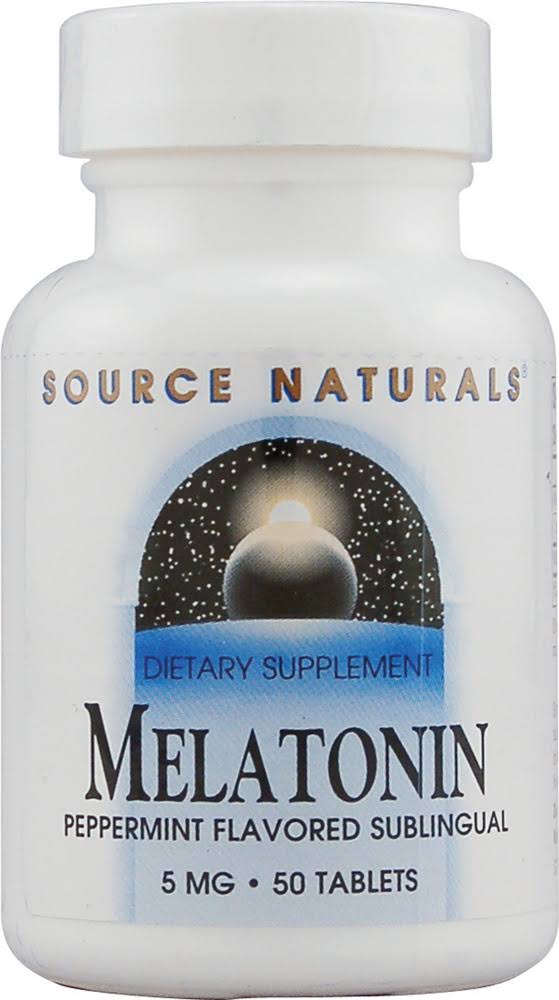 Source Naturals Melatonin Dietary Supplement - 5mg, Peppermint, 50 Tablets